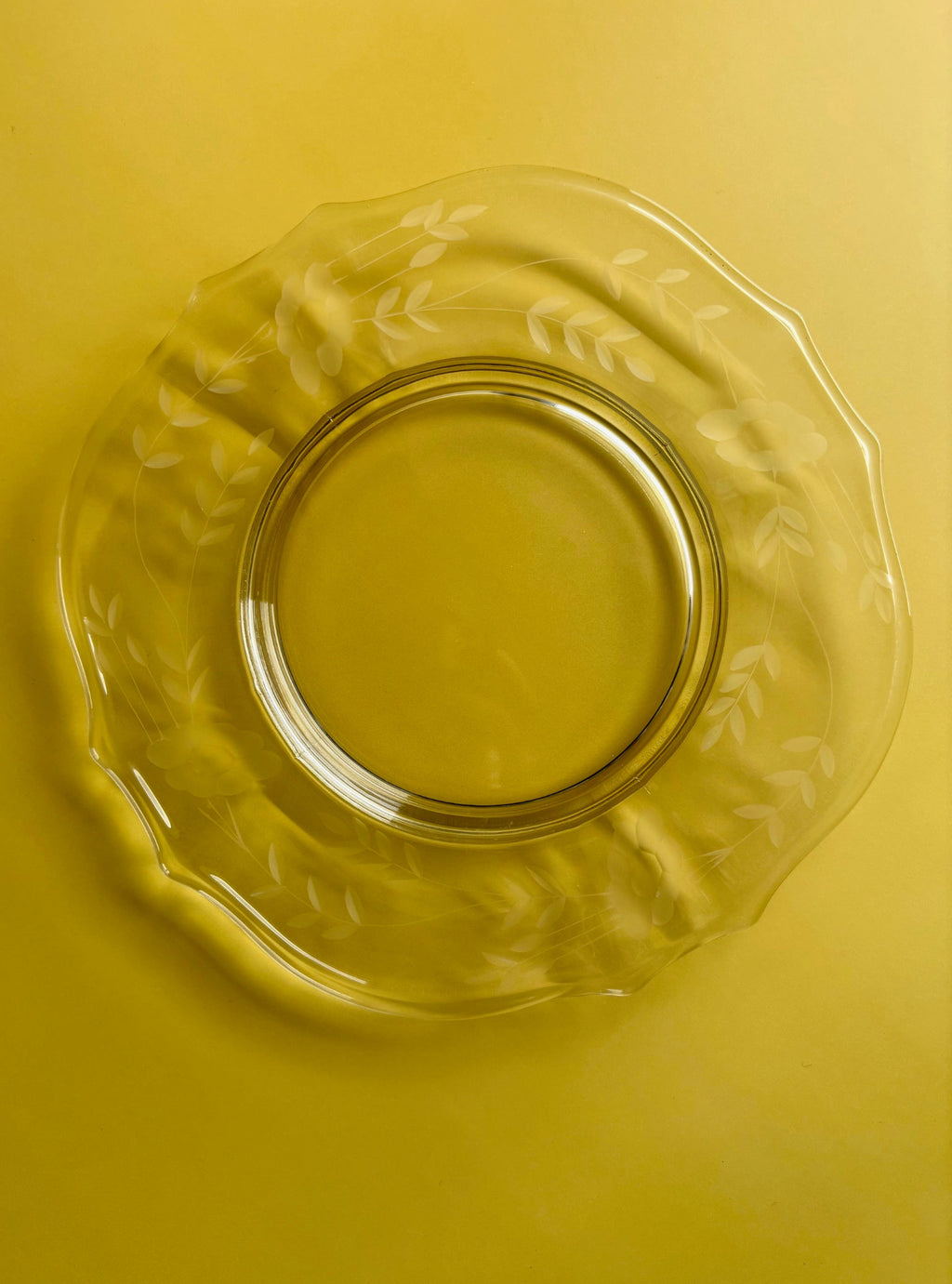 Vintage Etched Glass Plates with Flowers