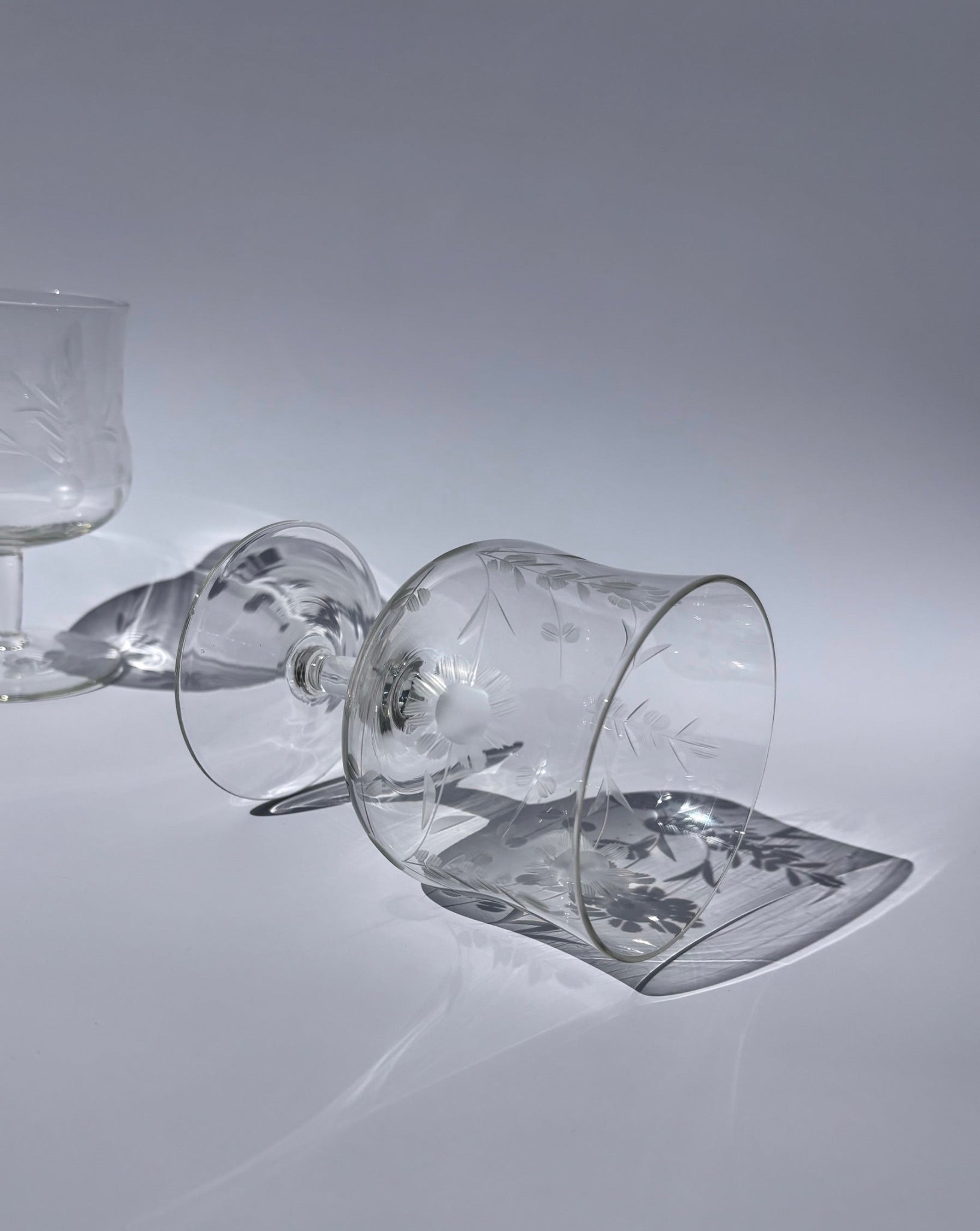Floral Etched Cocktail Glasses