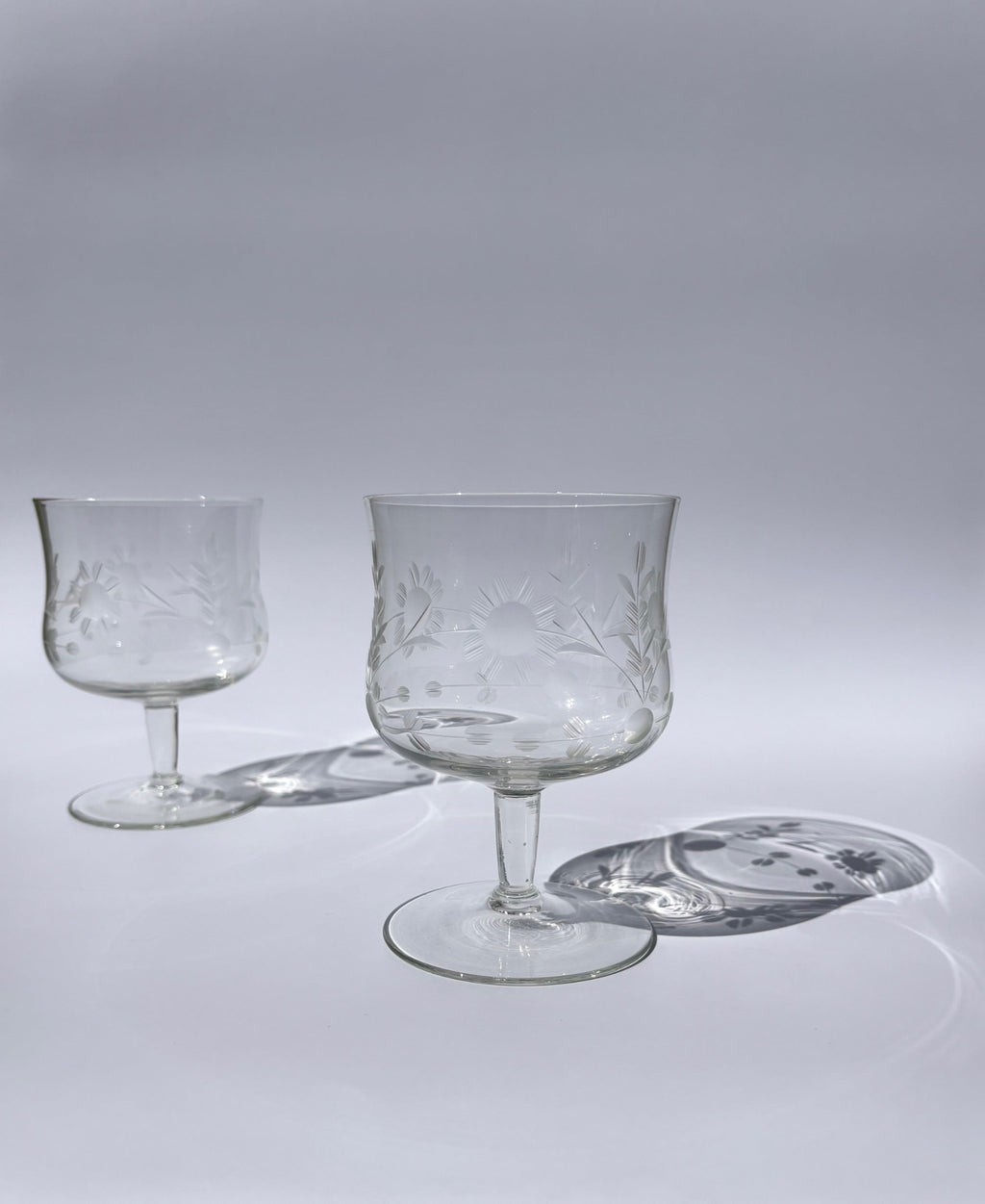 Floral Etched Cocktail Glasses