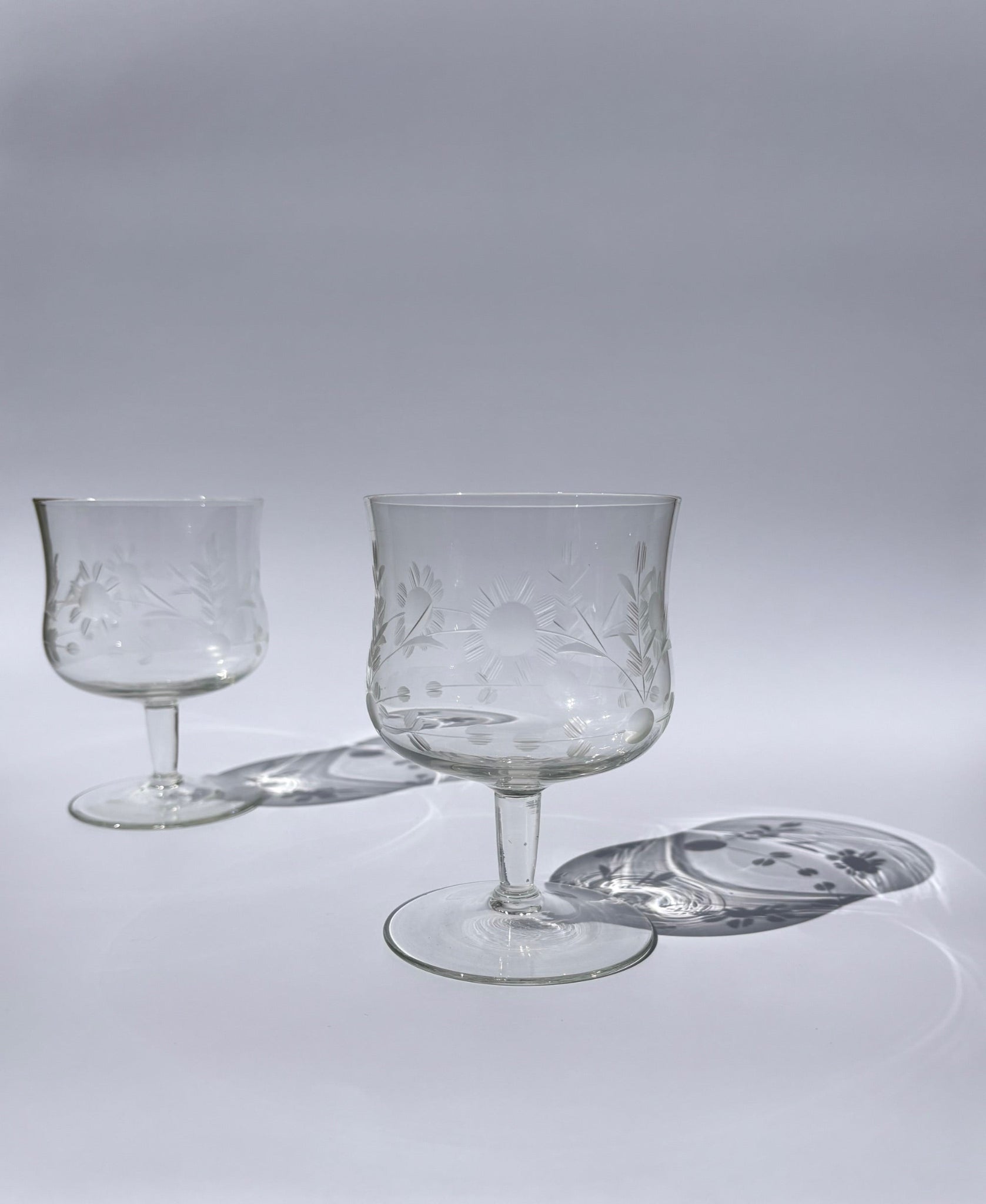 Floral Etched Cocktail Glasses