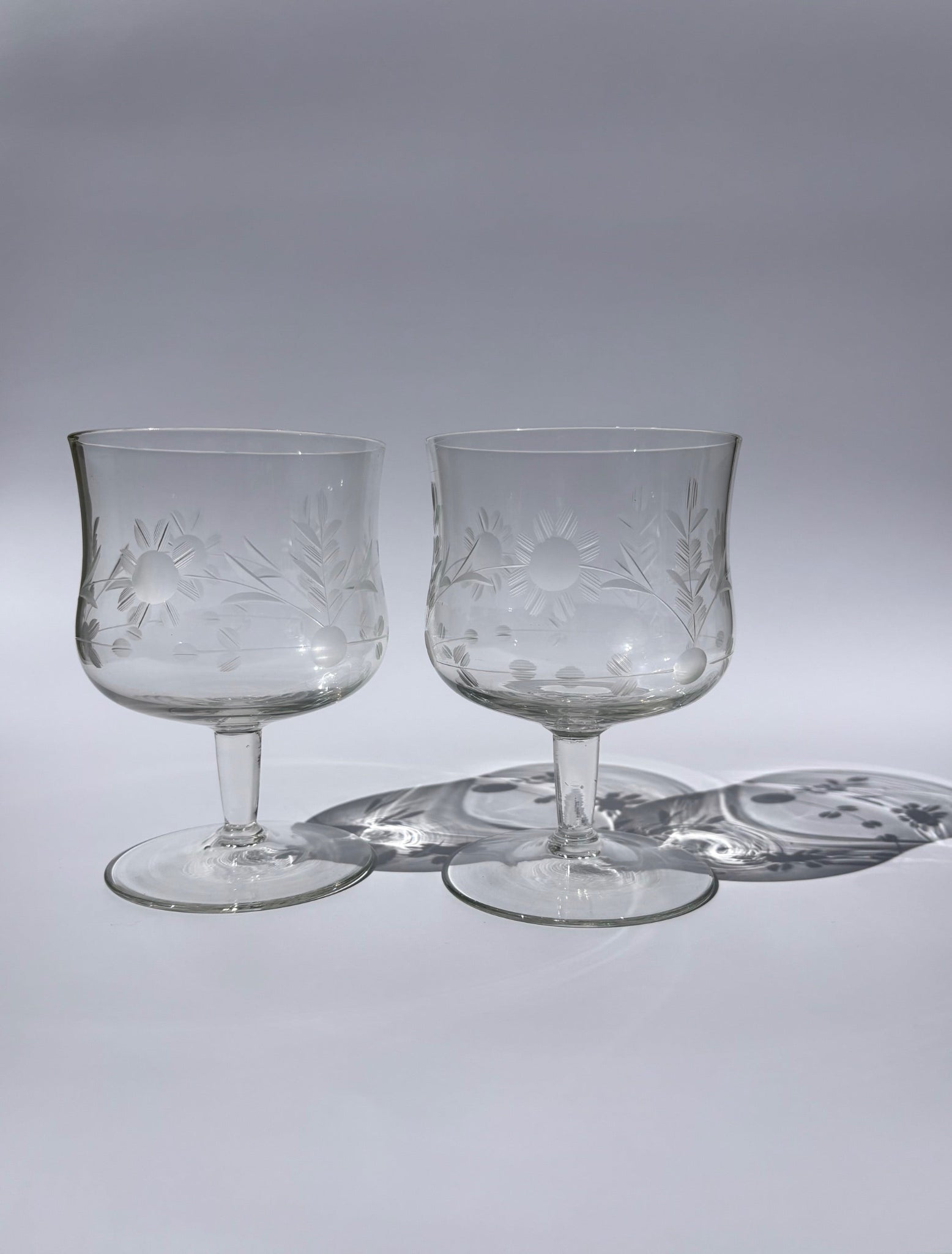 Floral Etched Cocktail Glasses