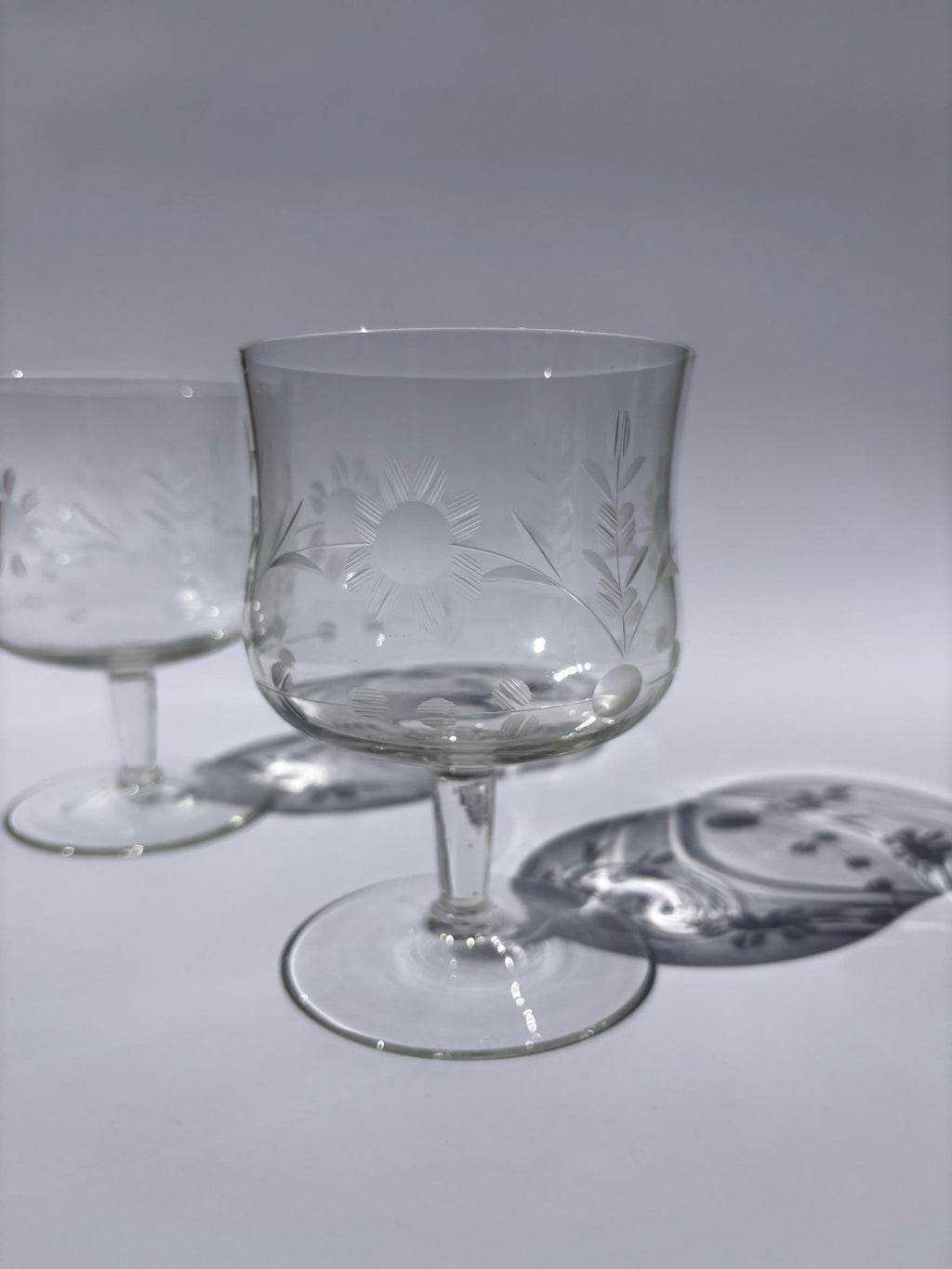 Floral Etched Cocktail Glasses