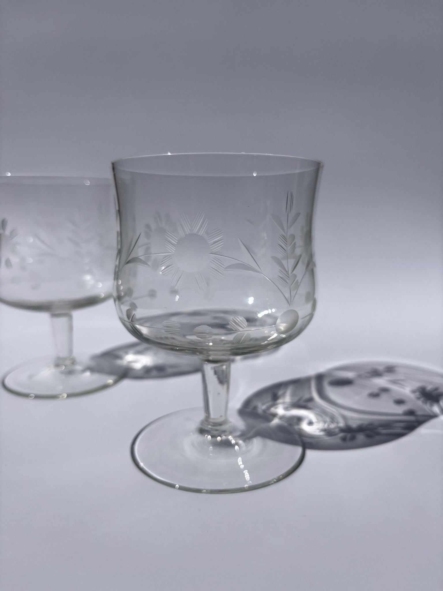 Floral Etched Cocktail Glasses