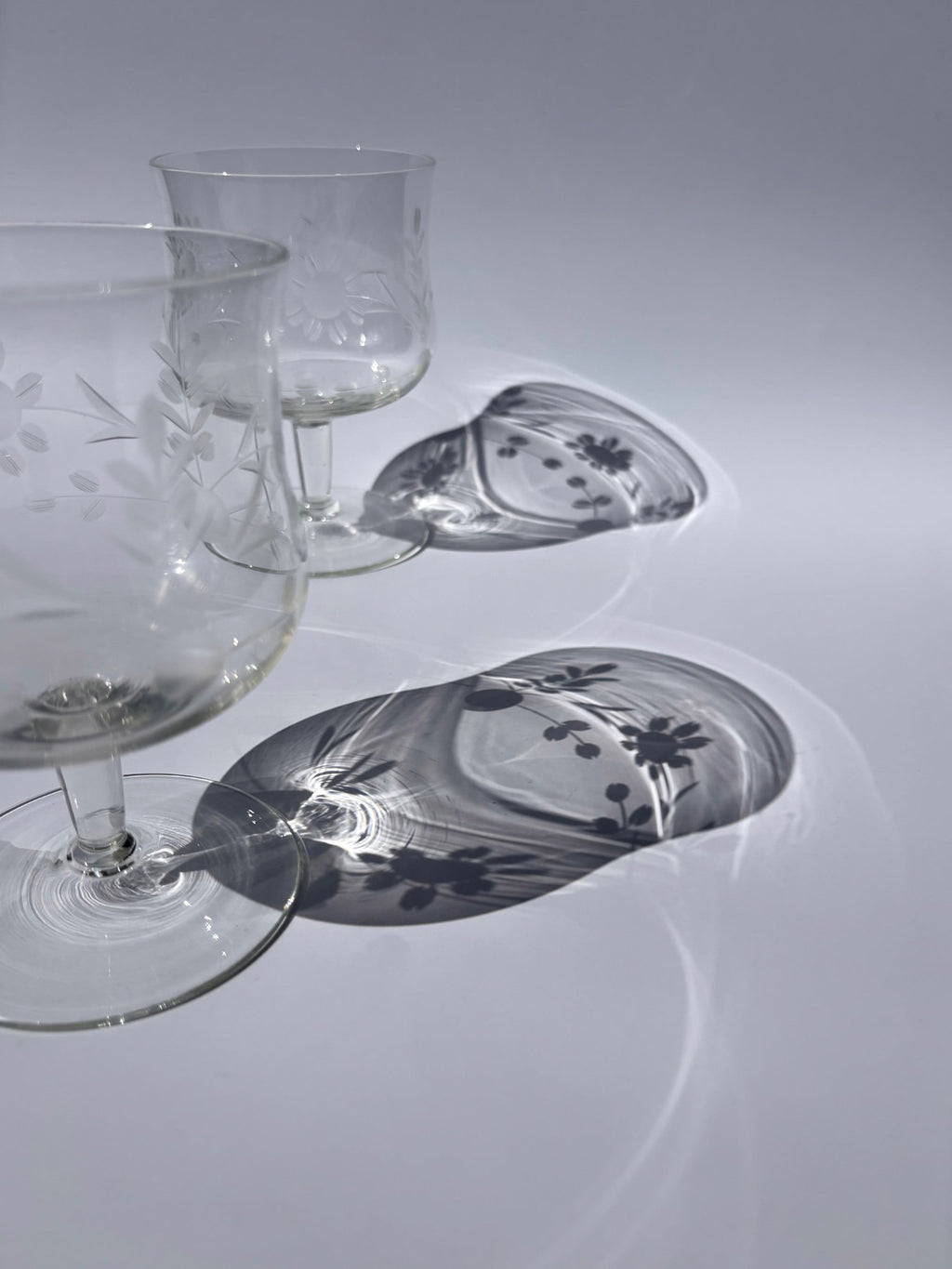 Floral Etched Cocktail Glasses