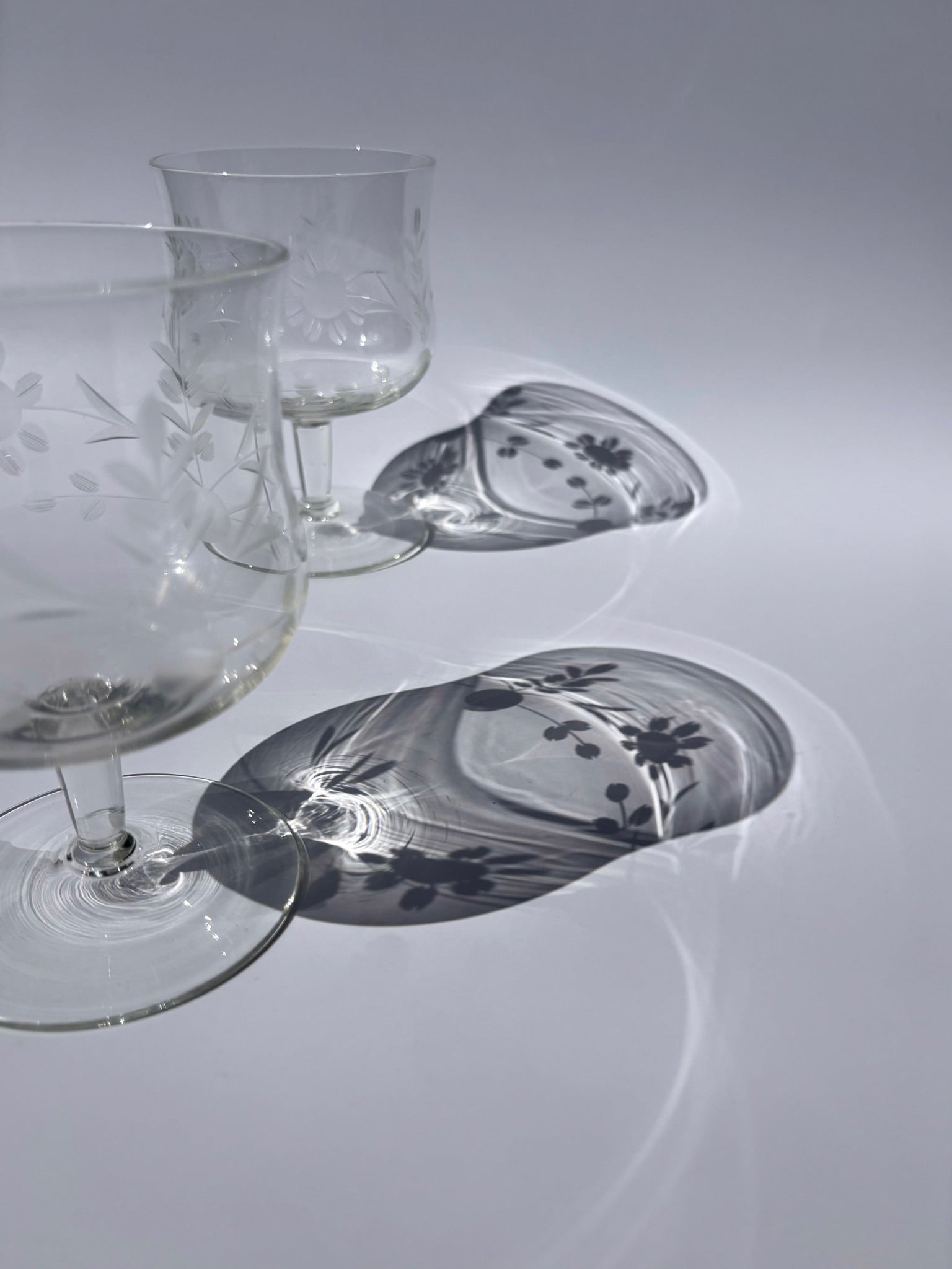 Floral Etched Cocktail Glasses