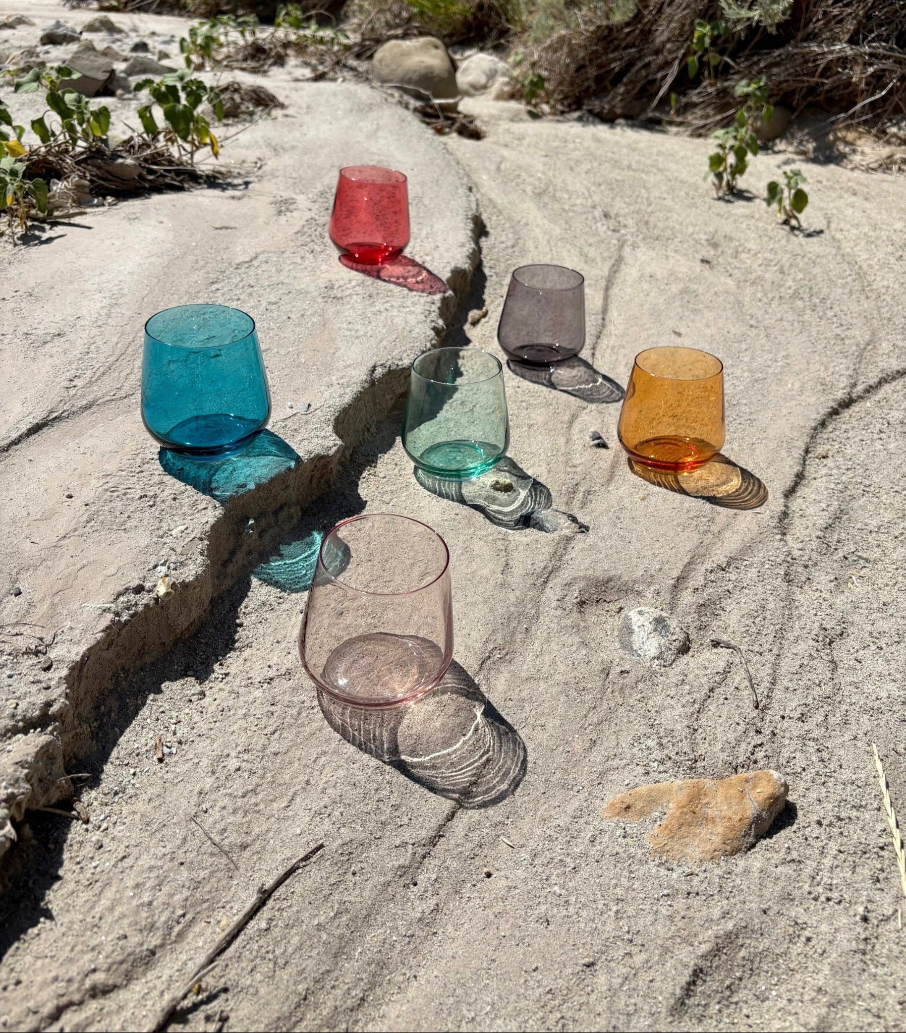Set of Six Multicolored Glasses