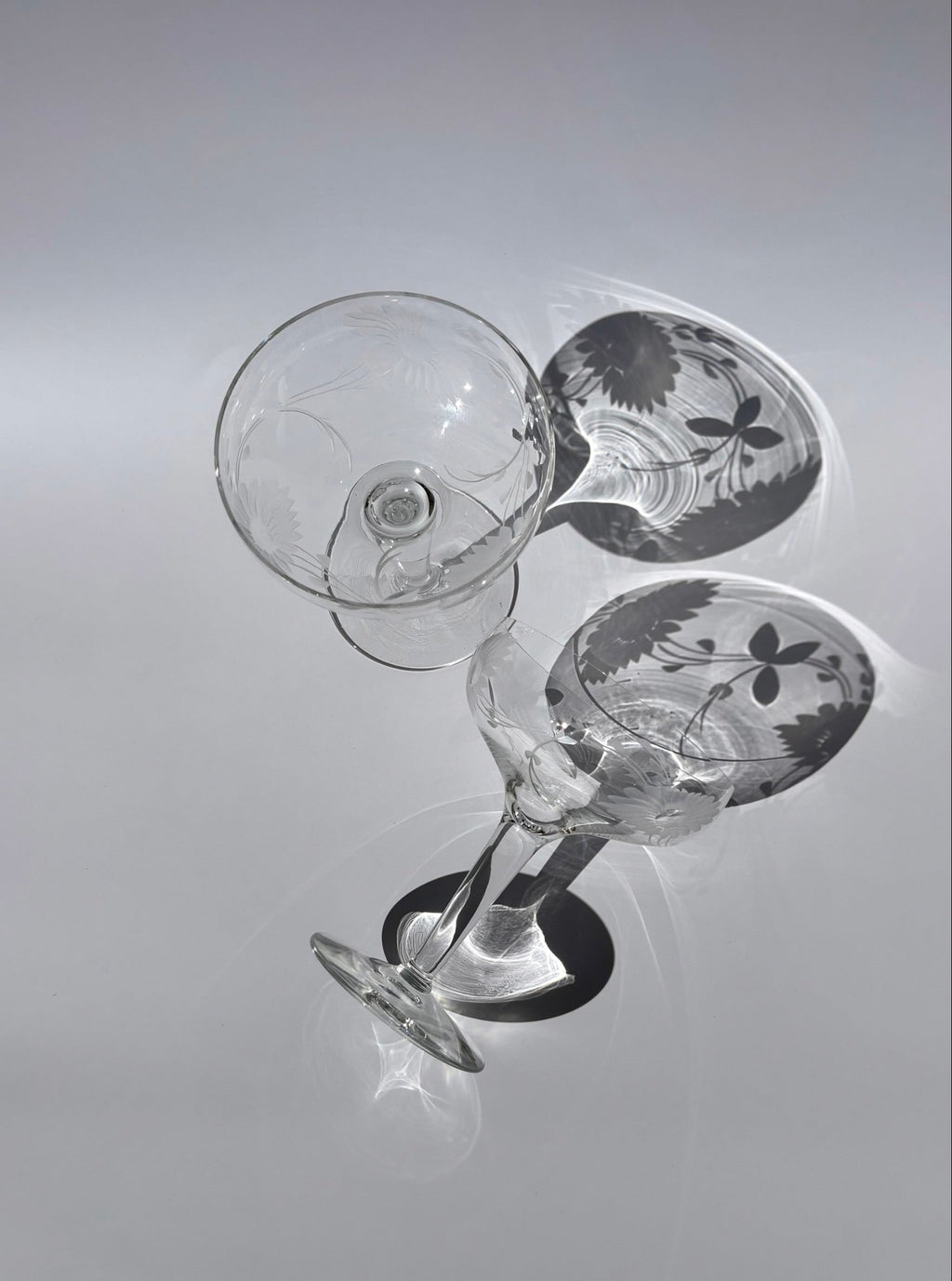 Floral Etched Coupe Glasses