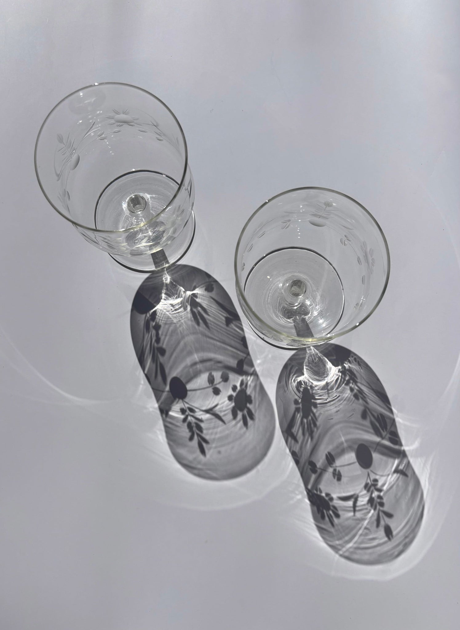 Floral Etched Cocktail Glasses