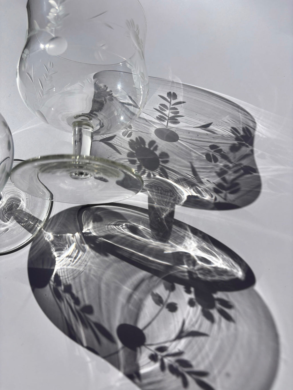 Floral Etched Cocktail Glasses