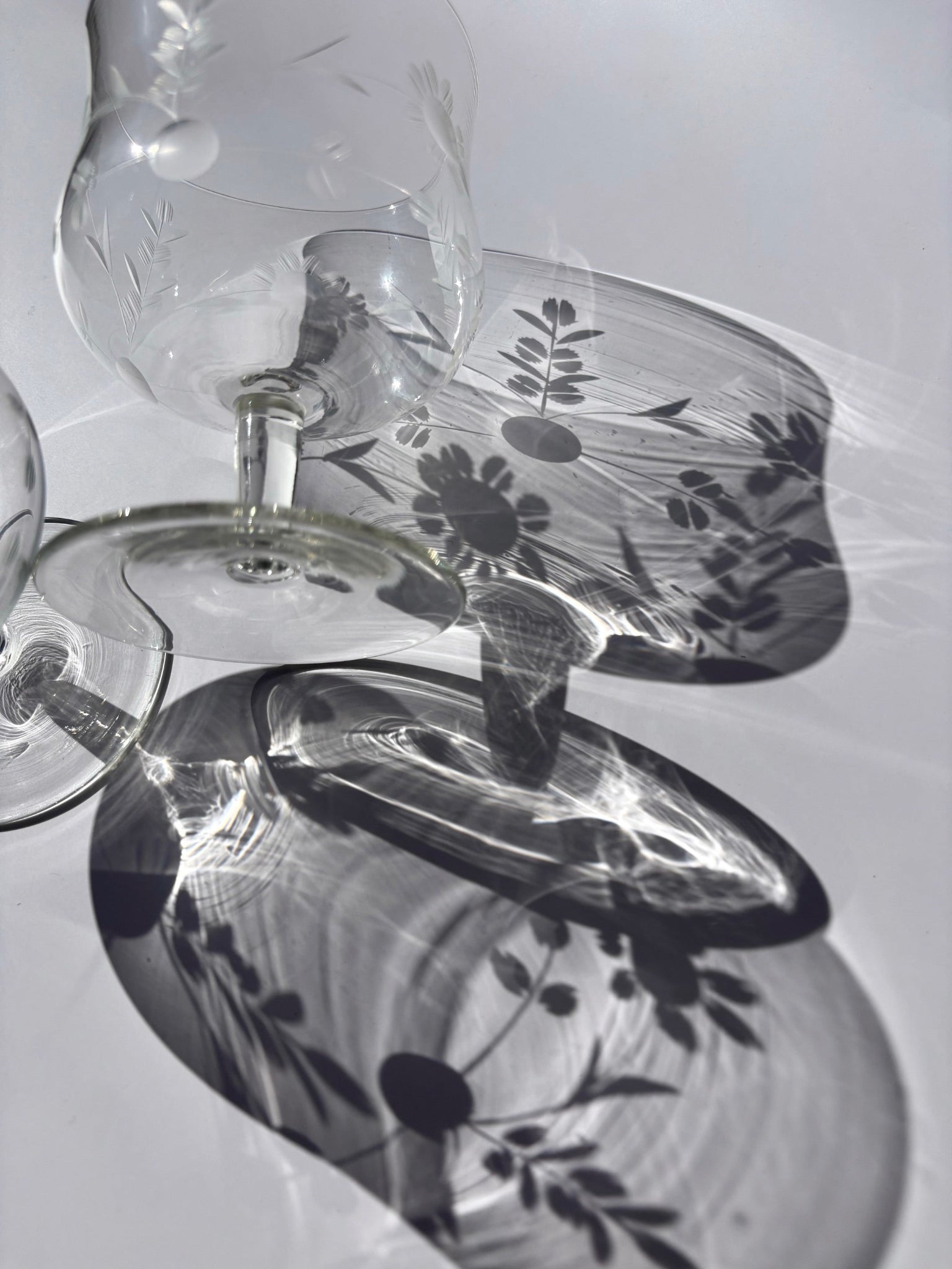 Floral Etched Cocktail Glasses