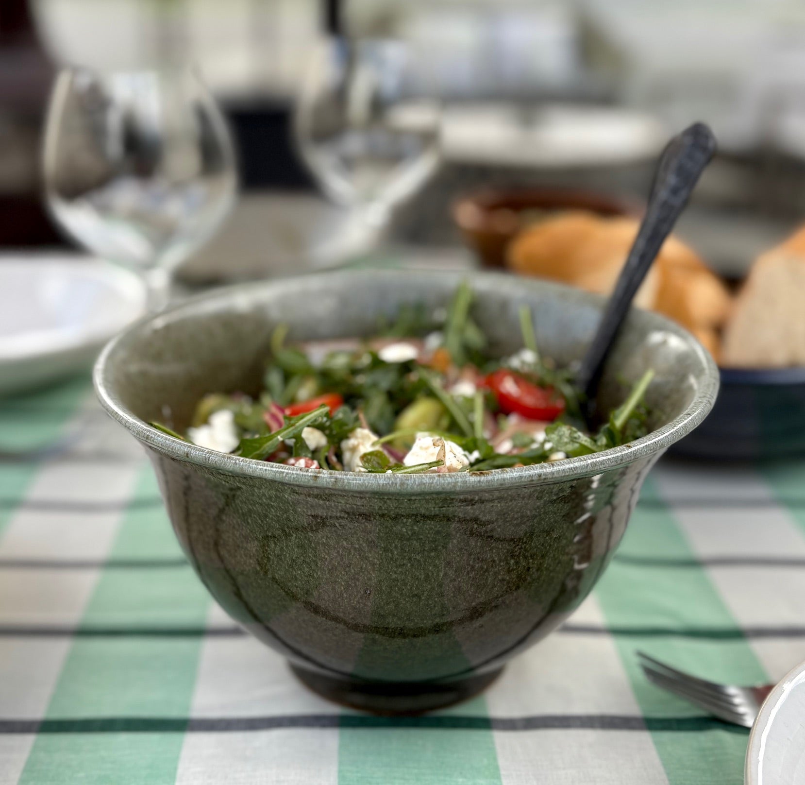 Green Speckle Serving Bowl