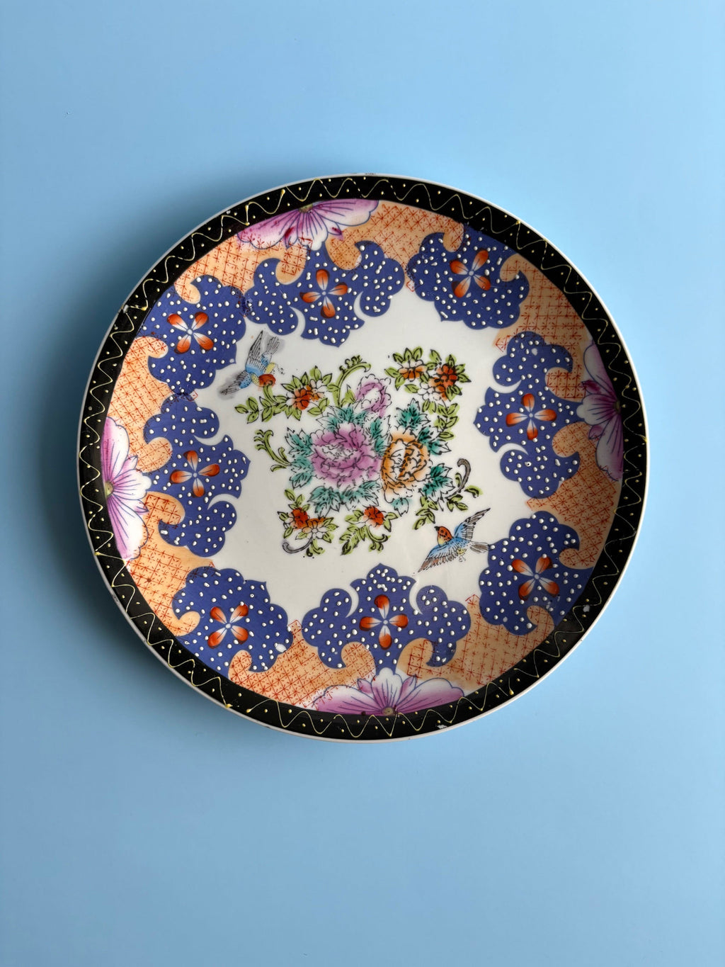 Decorative Plate with Flowers and Birds