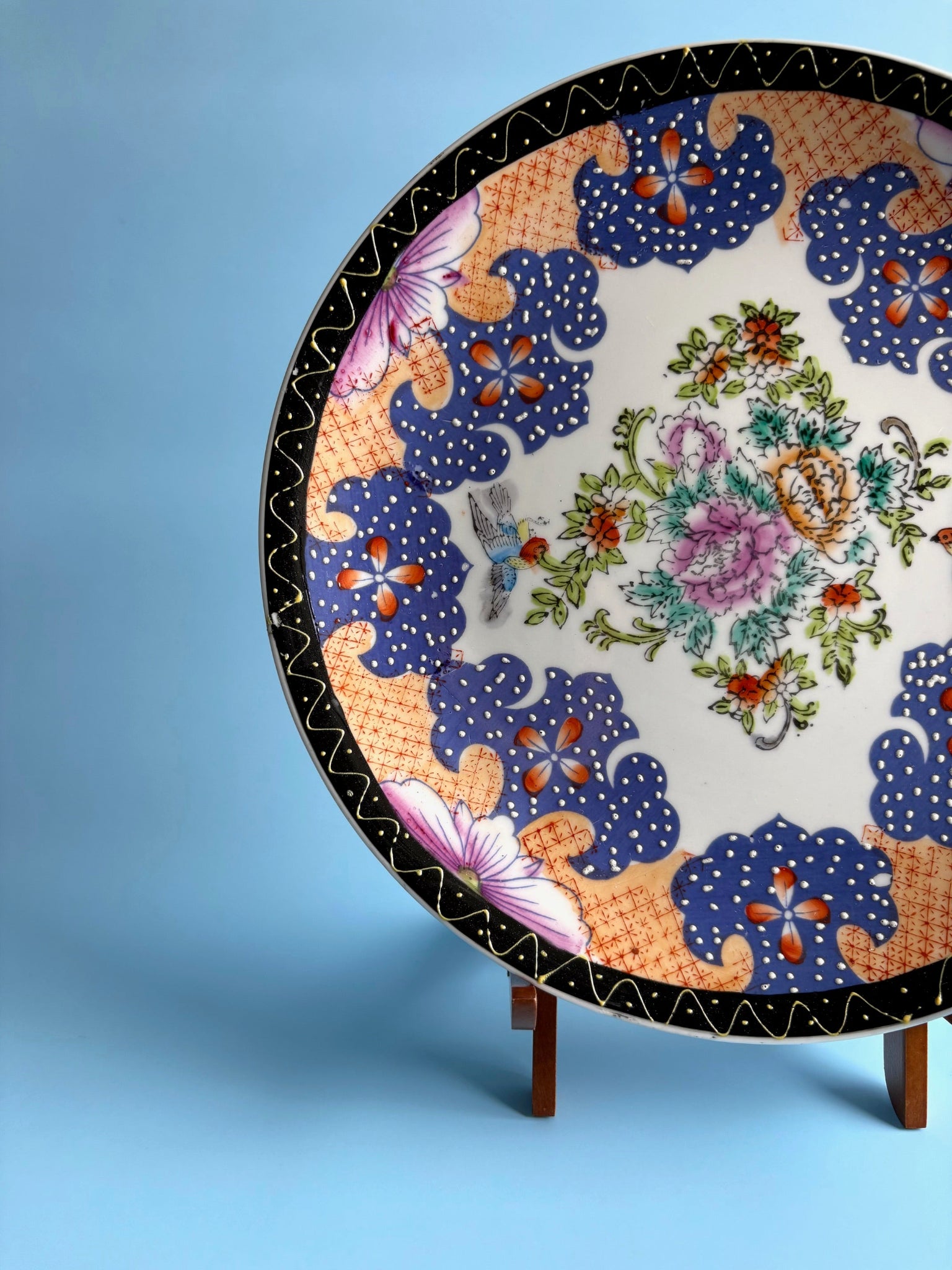 Decorative Plate with Flowers and Birds