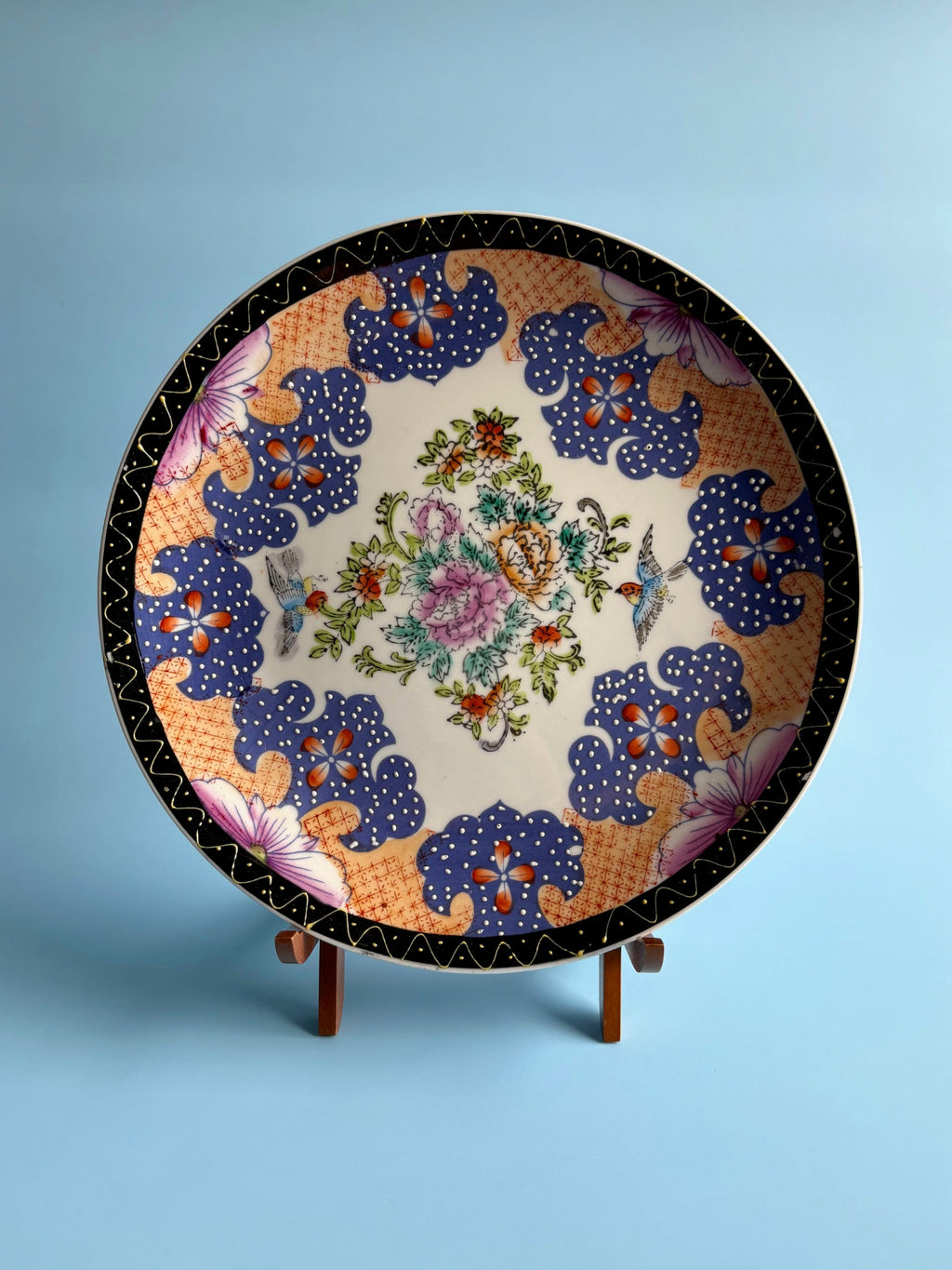 Decorative Plate with Flowers and Birds