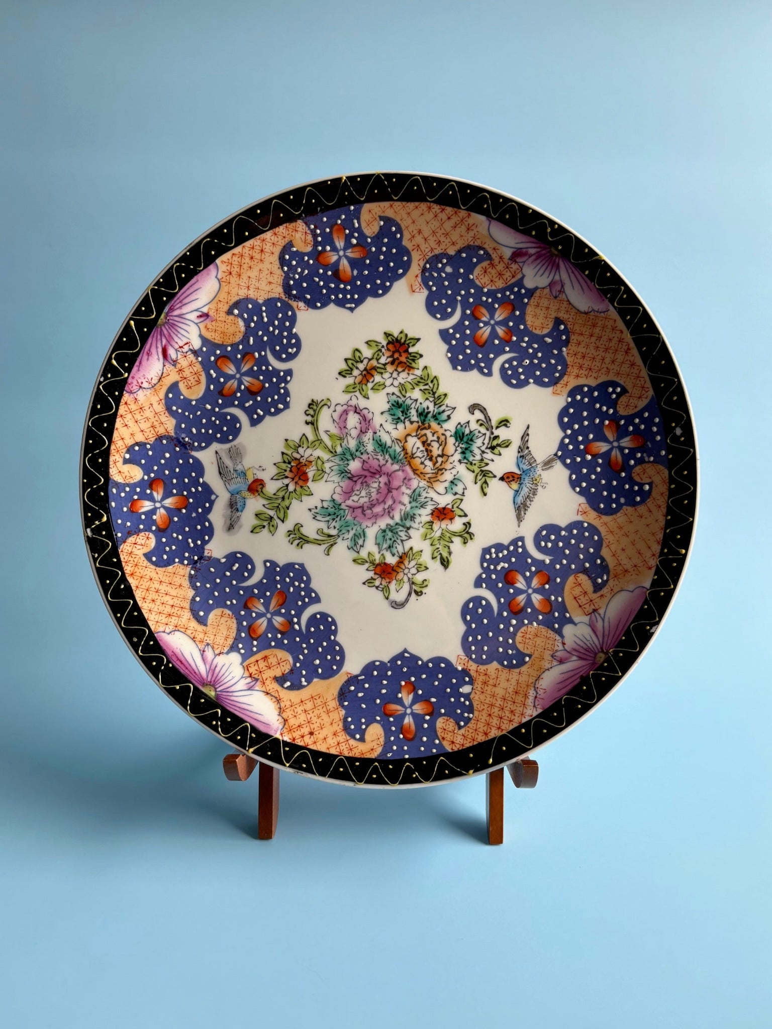 Decorative Plate with Flowers and Birds