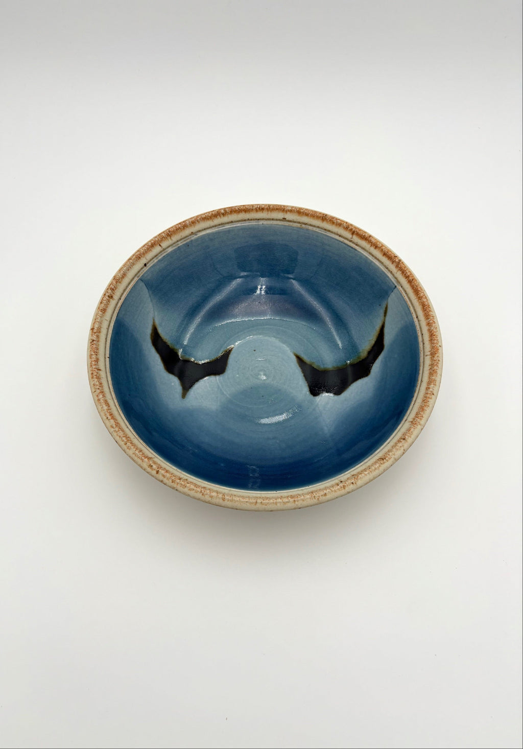 Taupe and Blue Ceramic Bowl