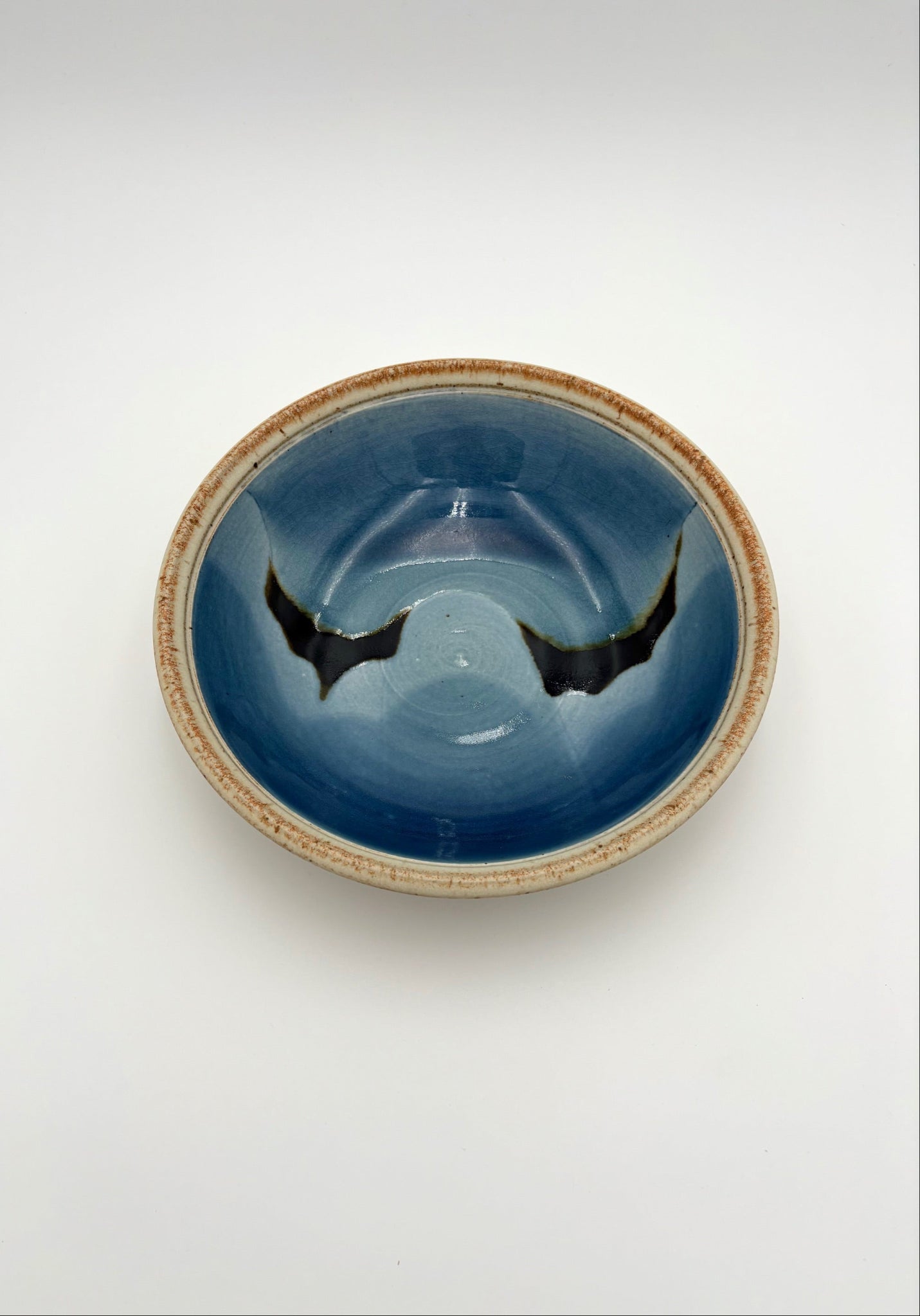 Taupe and Blue Ceramic Bowl