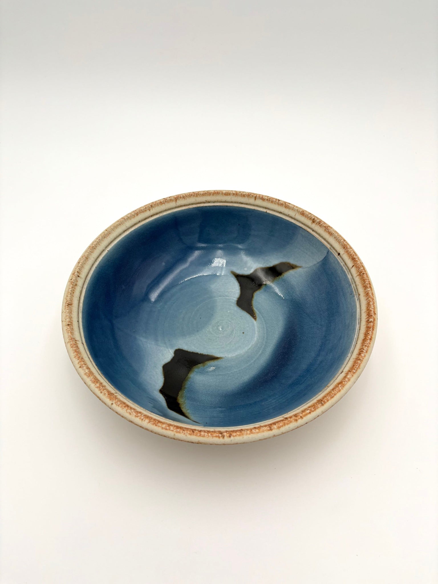 Taupe and Blue Ceramic Bowl