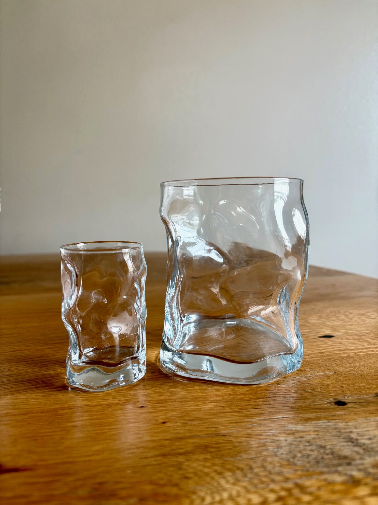 Wavy Glass Tumbler and Shot Glass