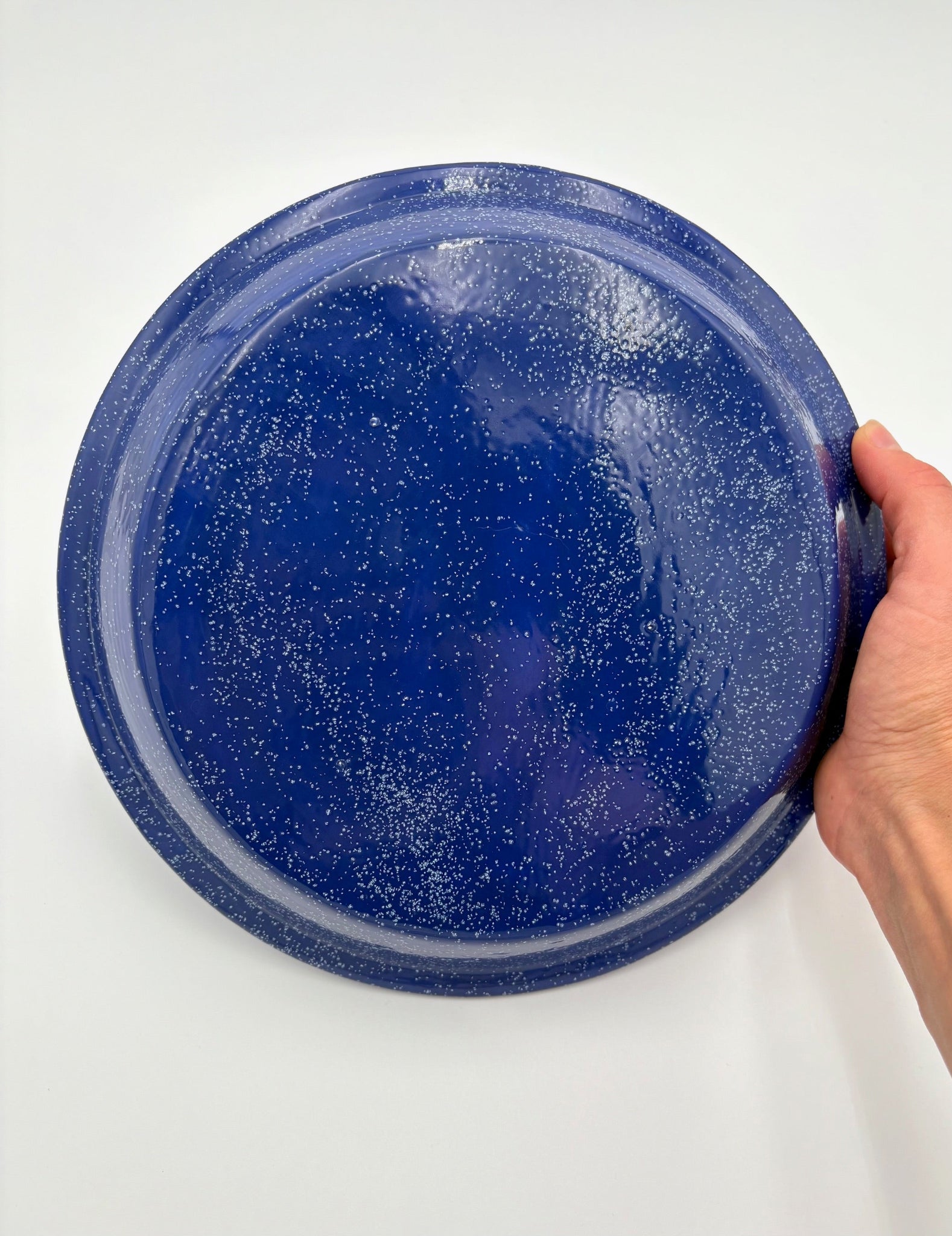 Ceramic Blue Dish with White Speckle