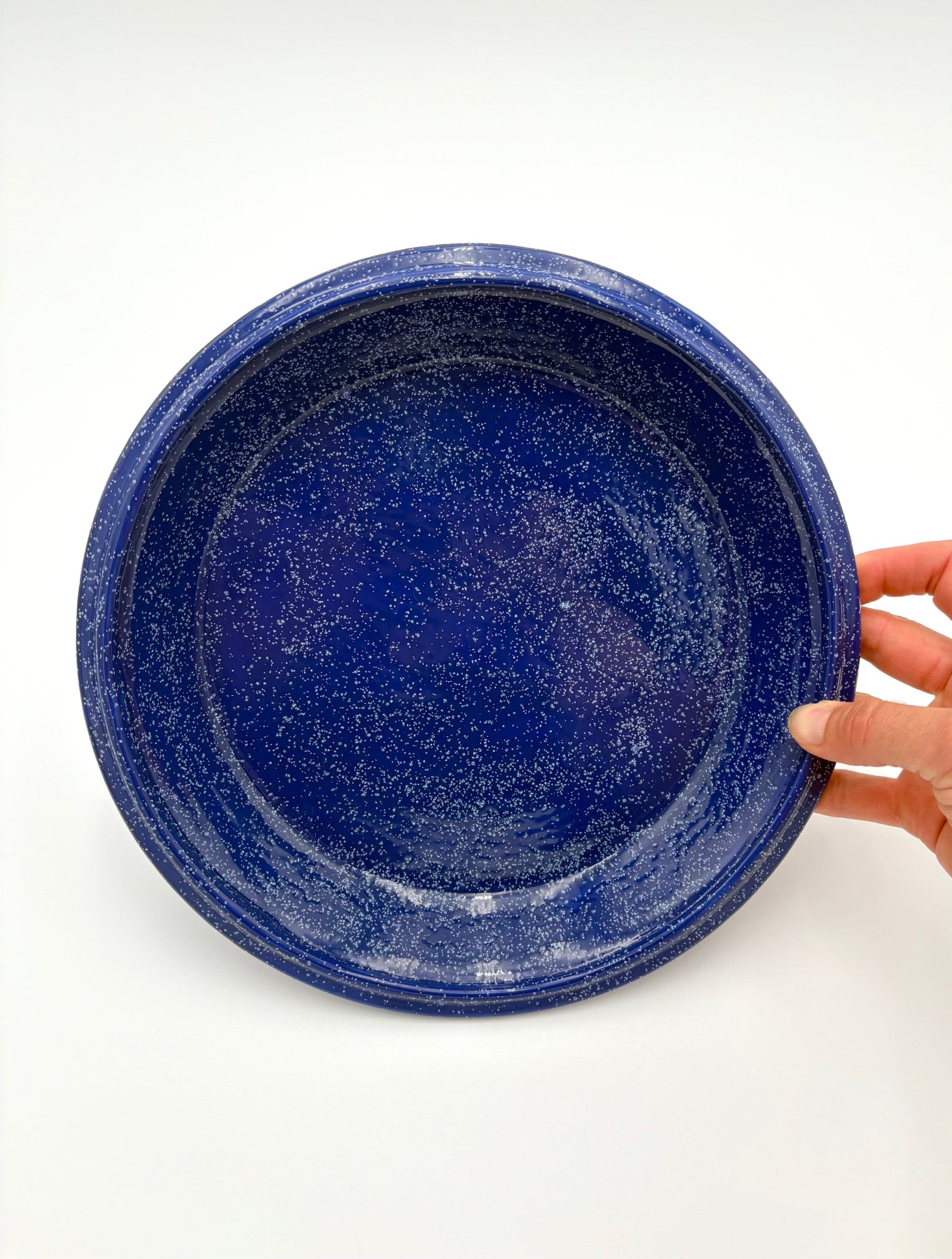 Ceramic Blue Dish with White Speckle