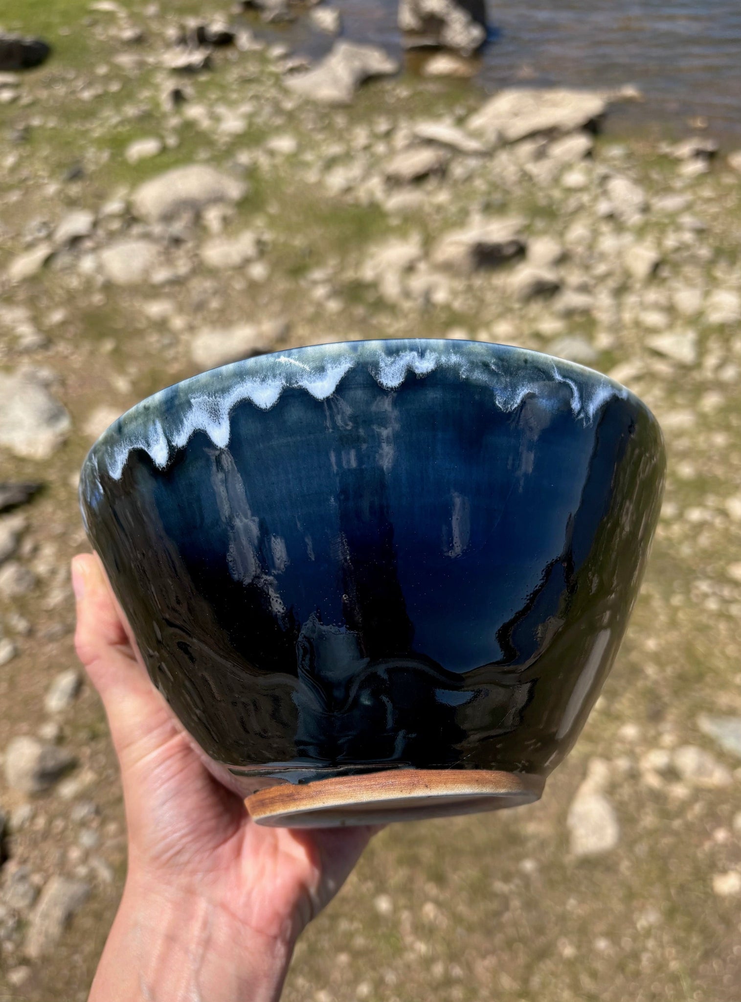 Inky Glazed Ceramic Bowl