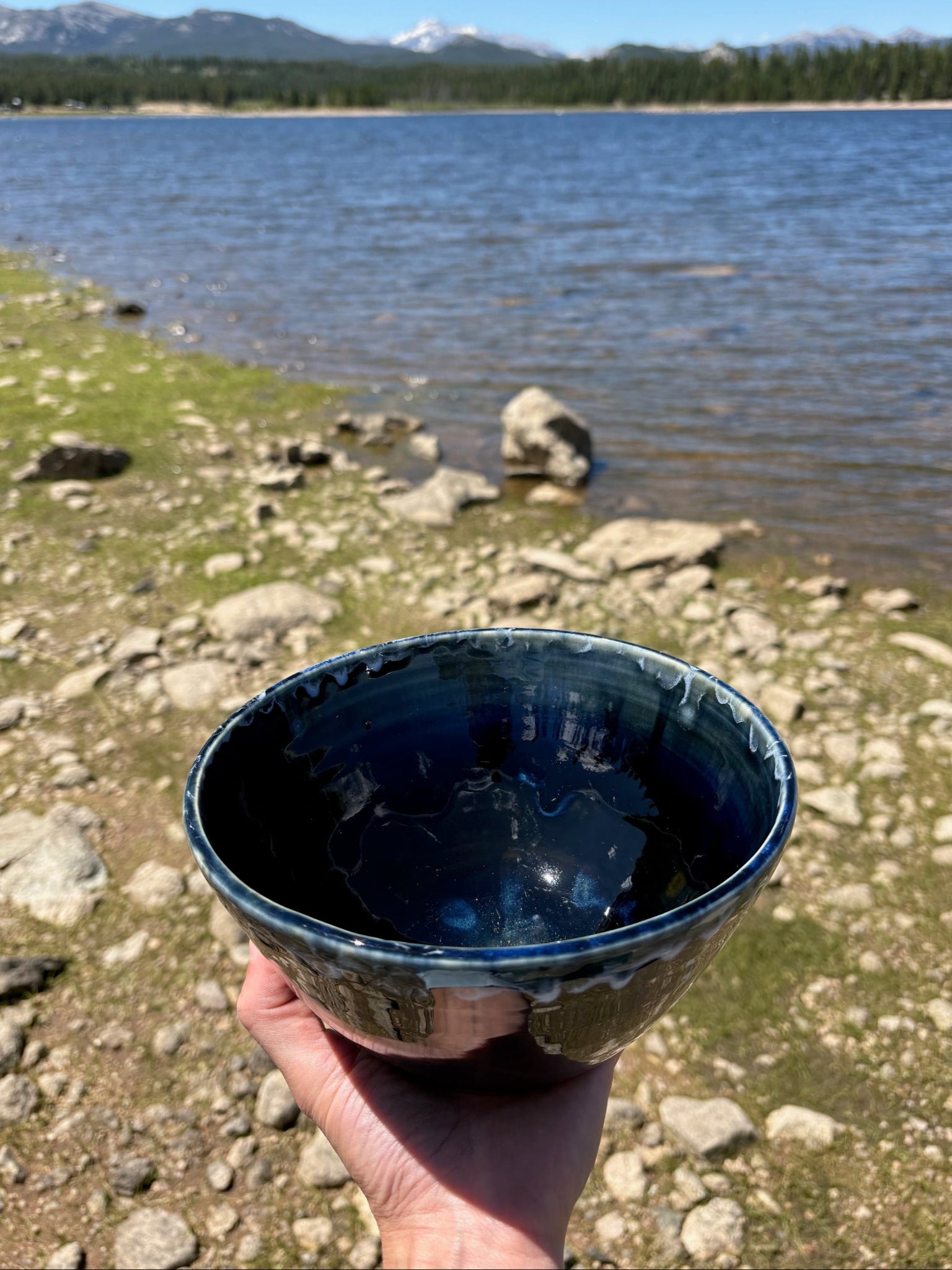 Inky Glazed Ceramic Bowl