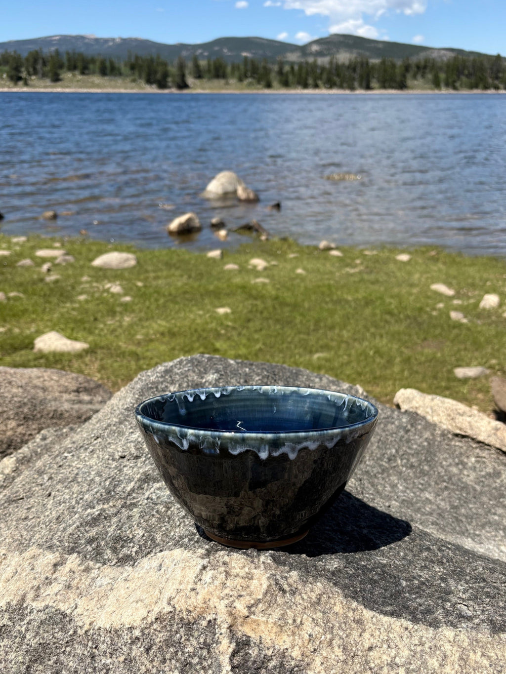 Inky Glazed Ceramic Bowl