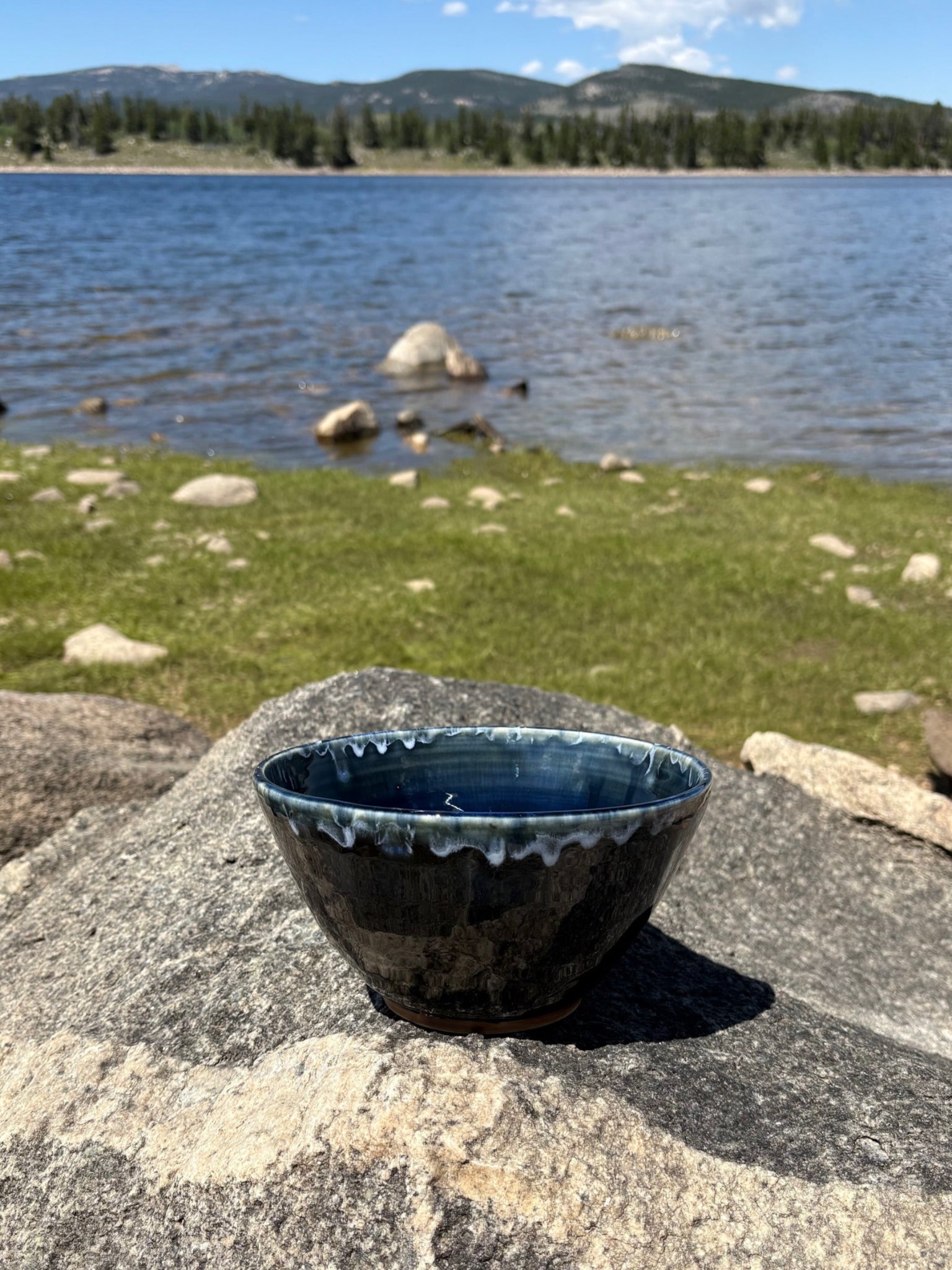 Inky Glazed Ceramic Bowl