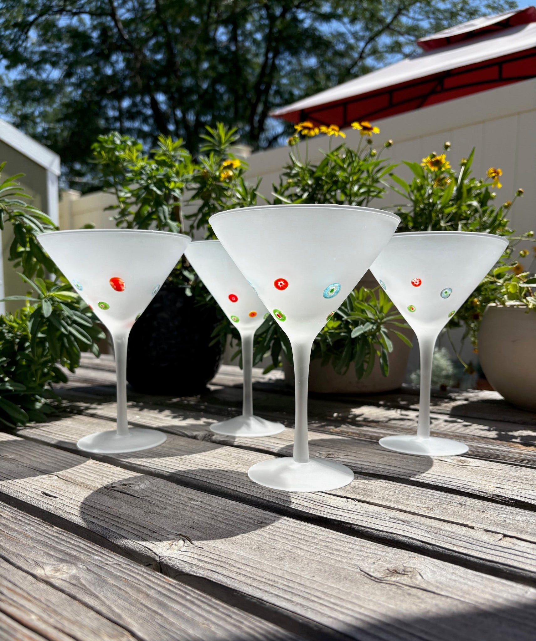 Frosted Martini Glasses with Dots