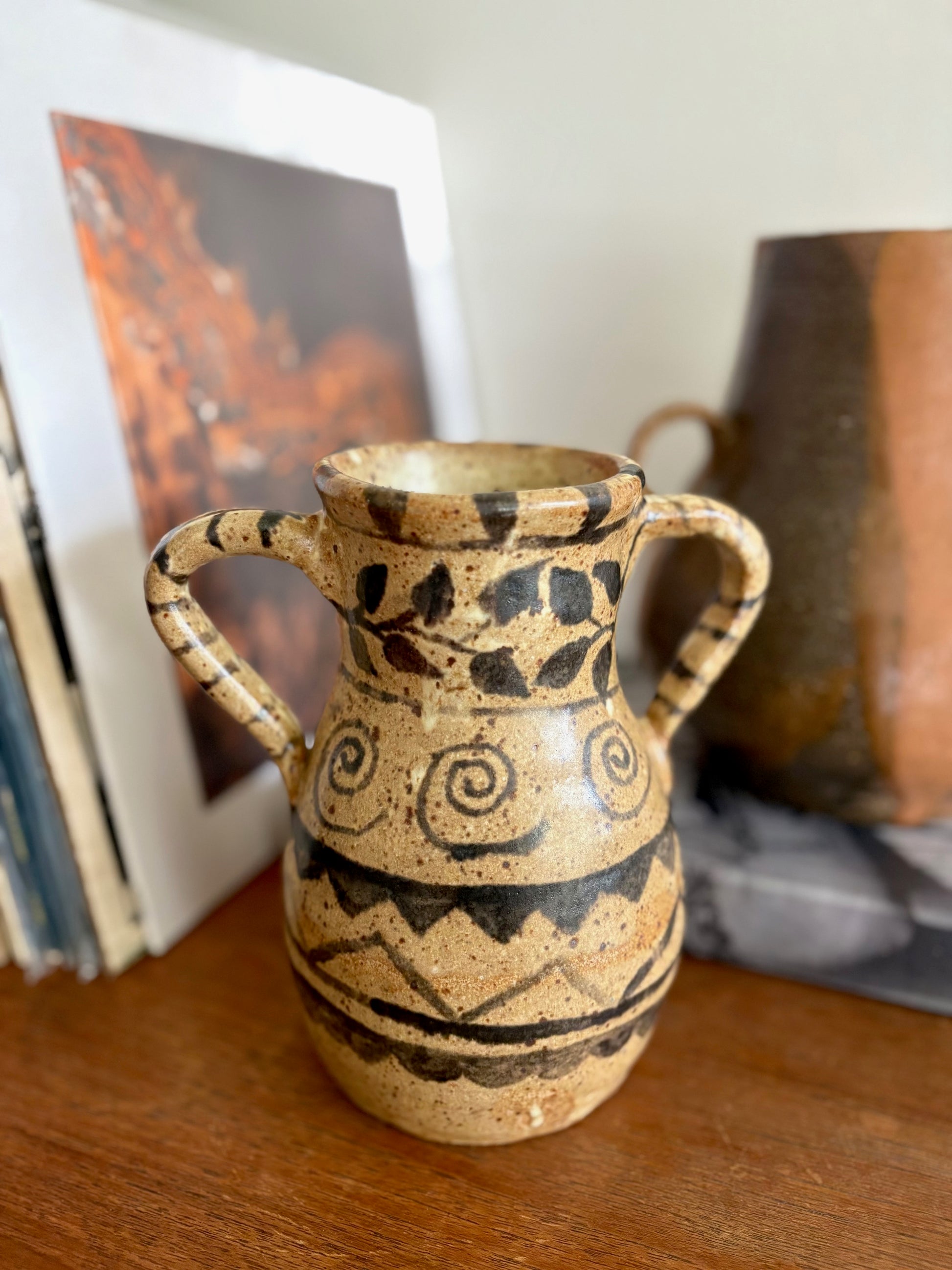 Vase with Painted Designs and Handles