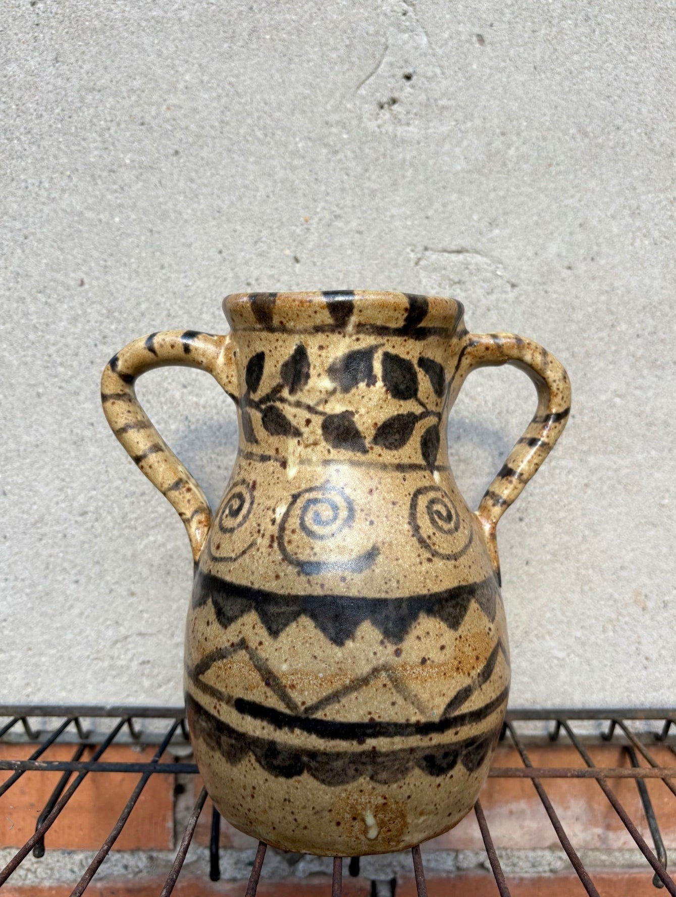 Vase with Painted Designs and Handles