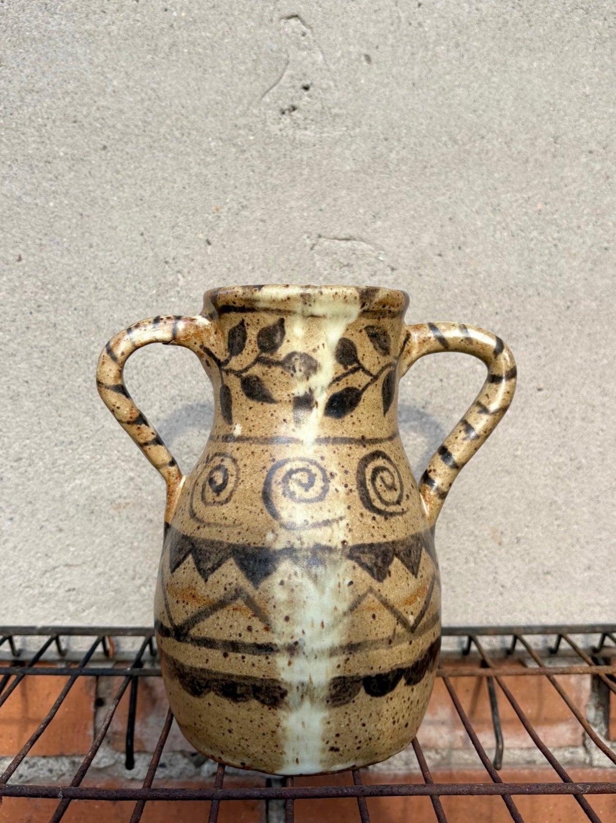 Vase with Painted Designs and Handles