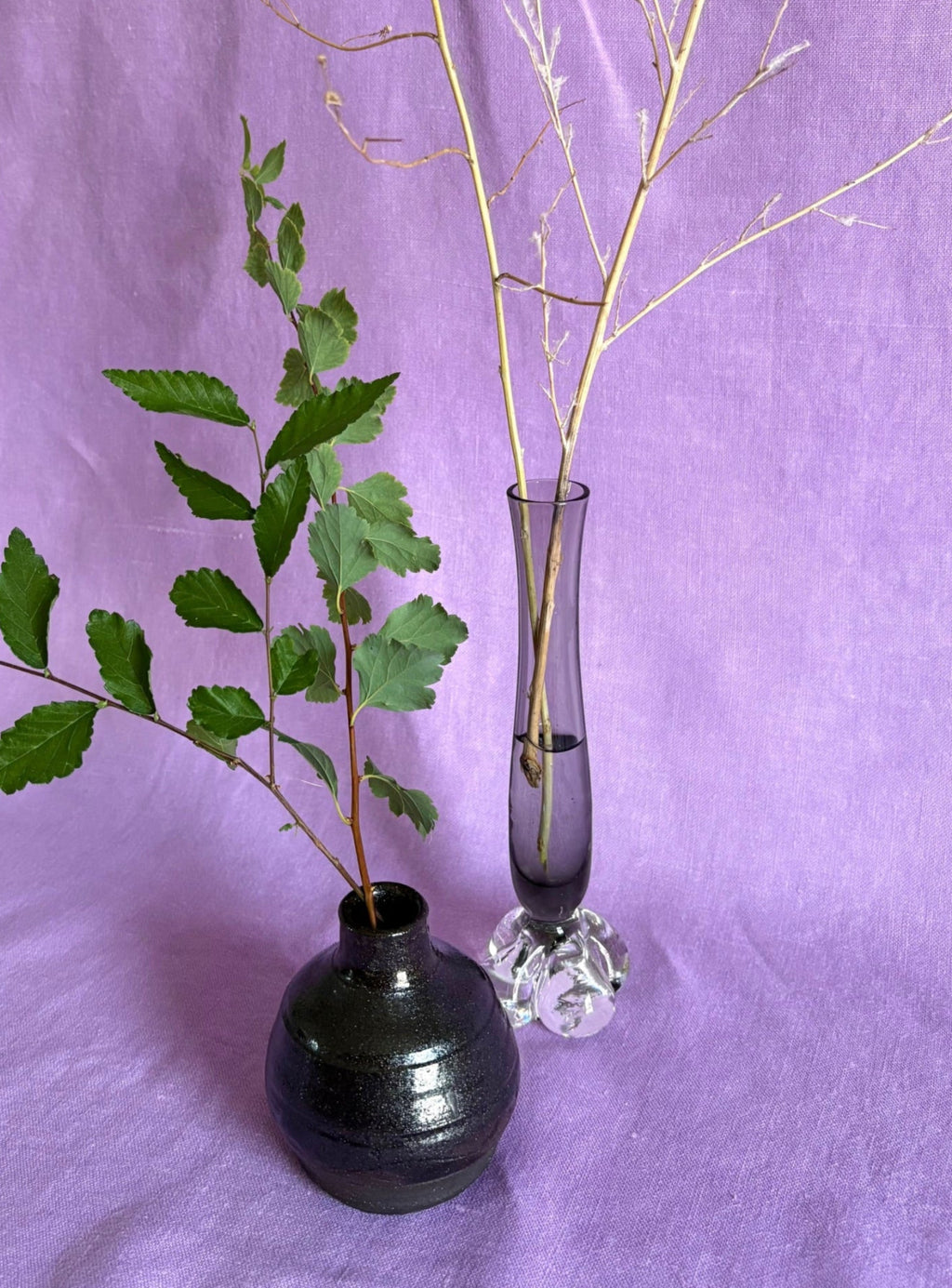 Gray Glass Bud Vase