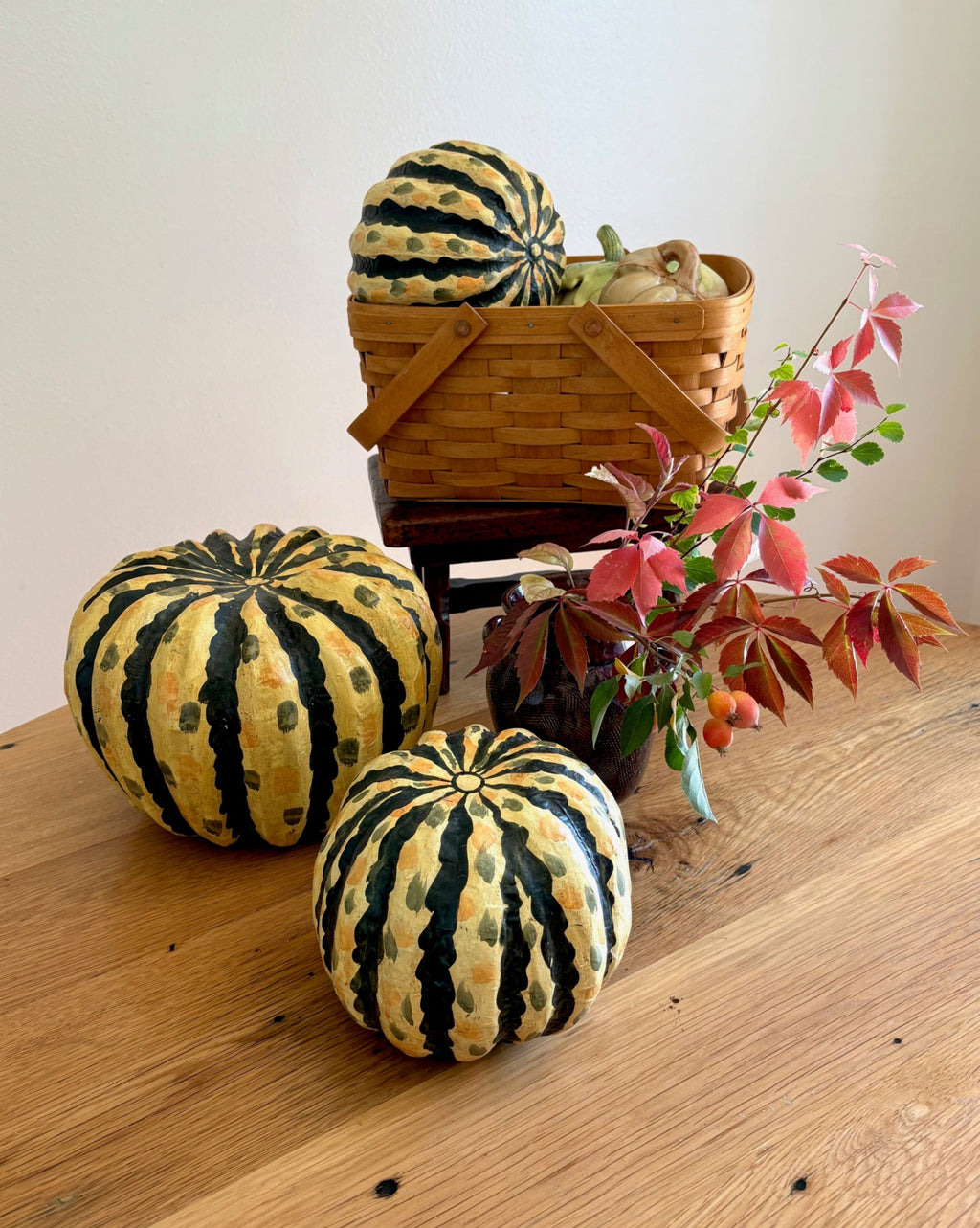 Set of 3 Paper Mache Pumpkins