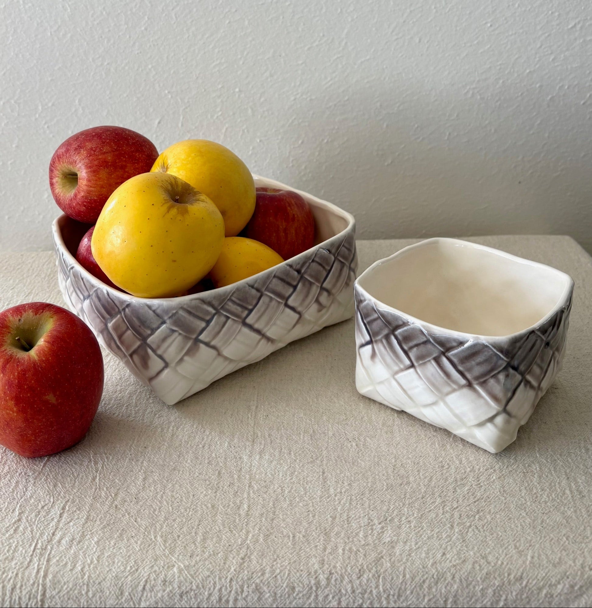 Ceramic Serving Dishes with Woven Design