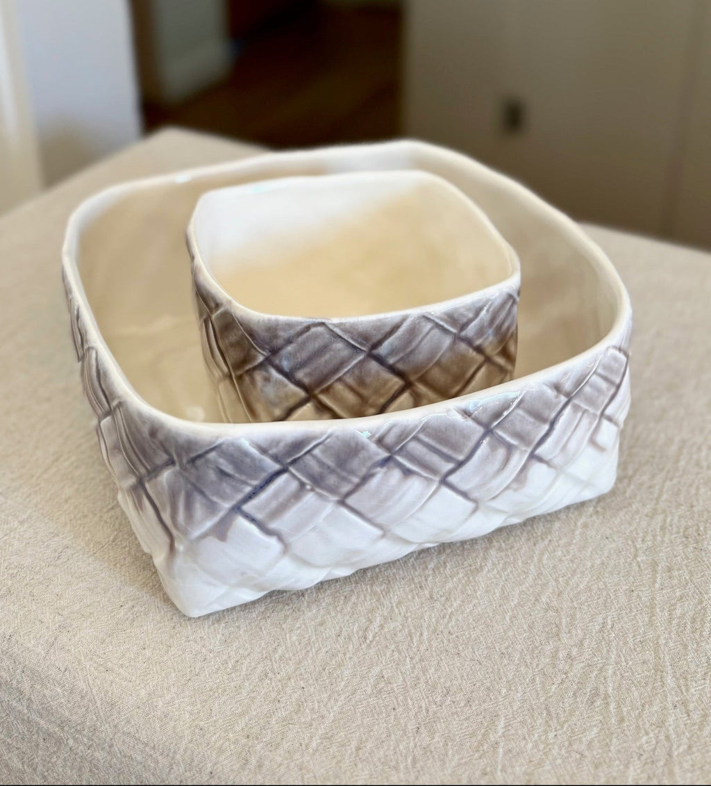 Ceramic Serving Dishes with Woven Design
