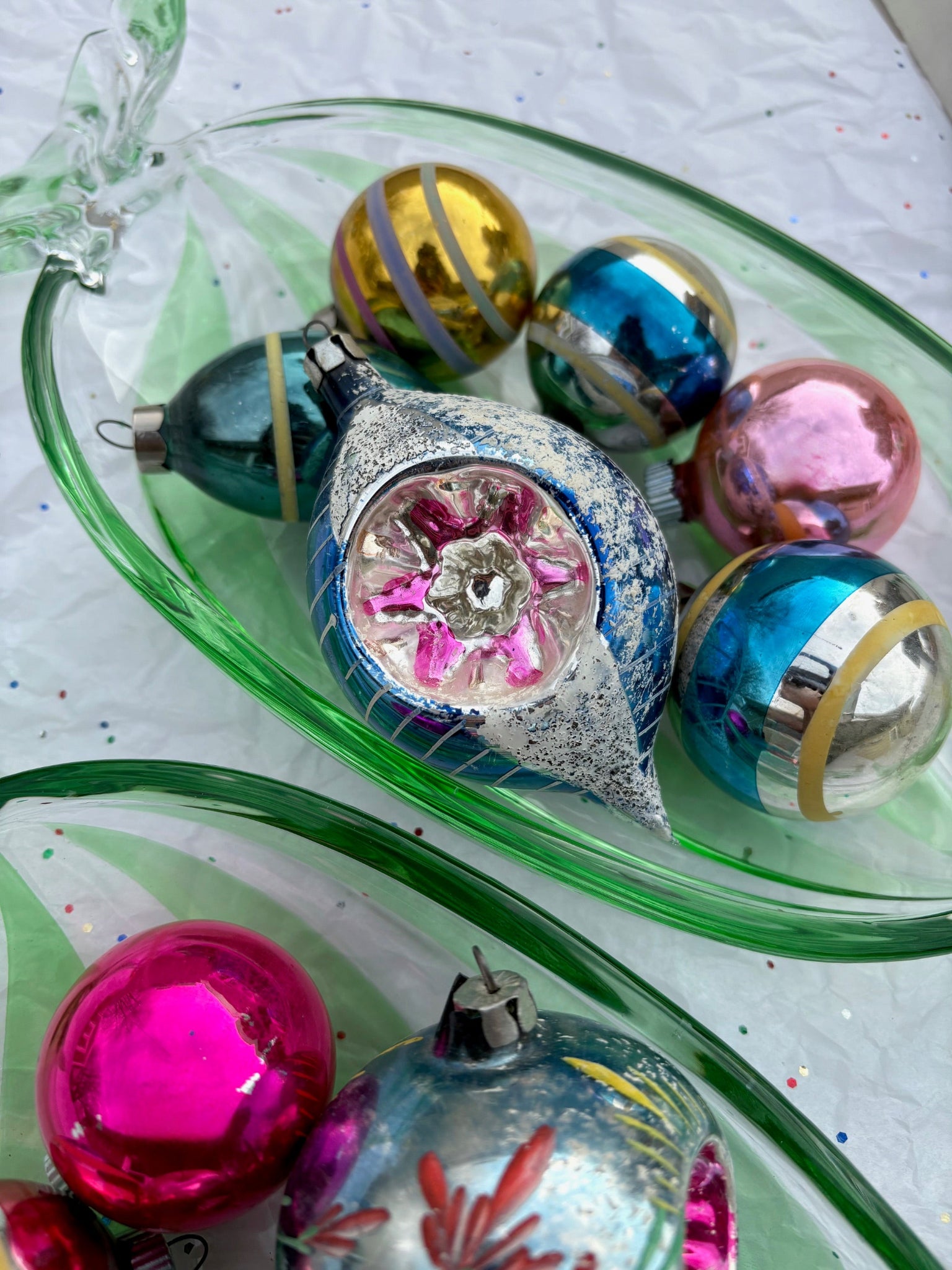 Pink and Blue Glass Ornament Mix
