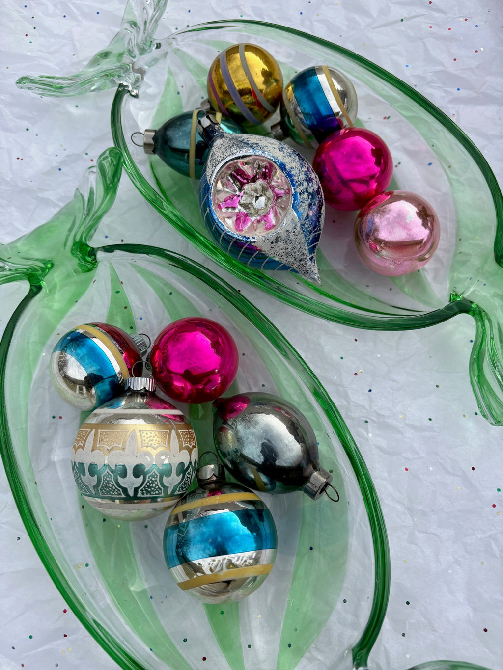Pink and Blue Glass Ornament Mix