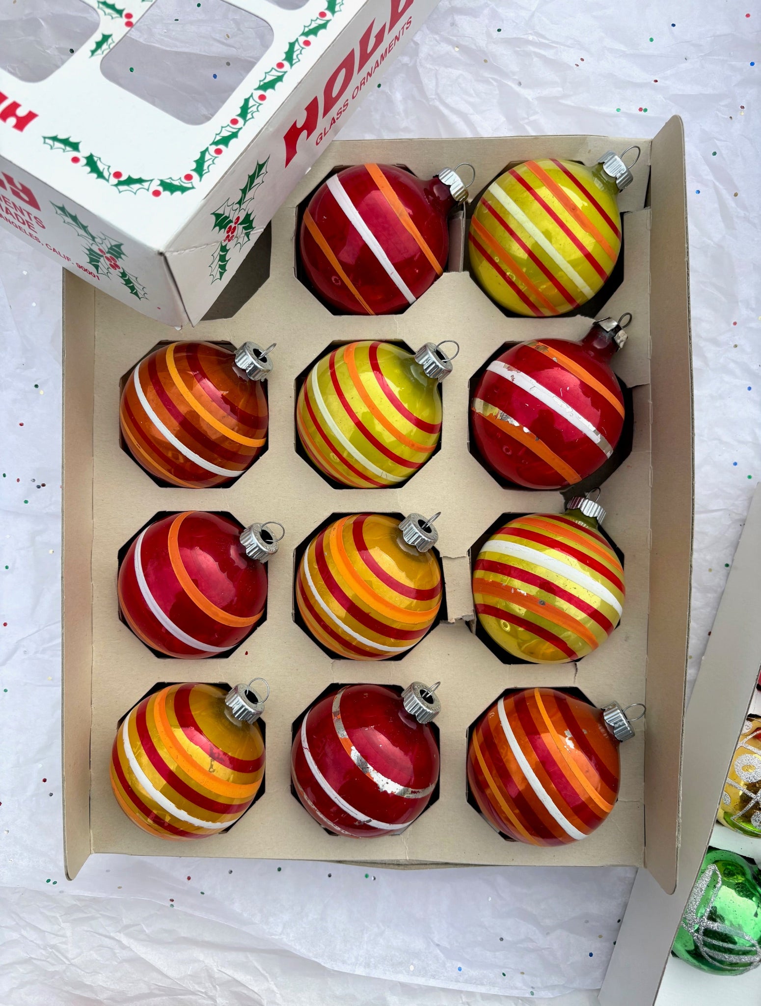 Striped Glass Ball Ornaments