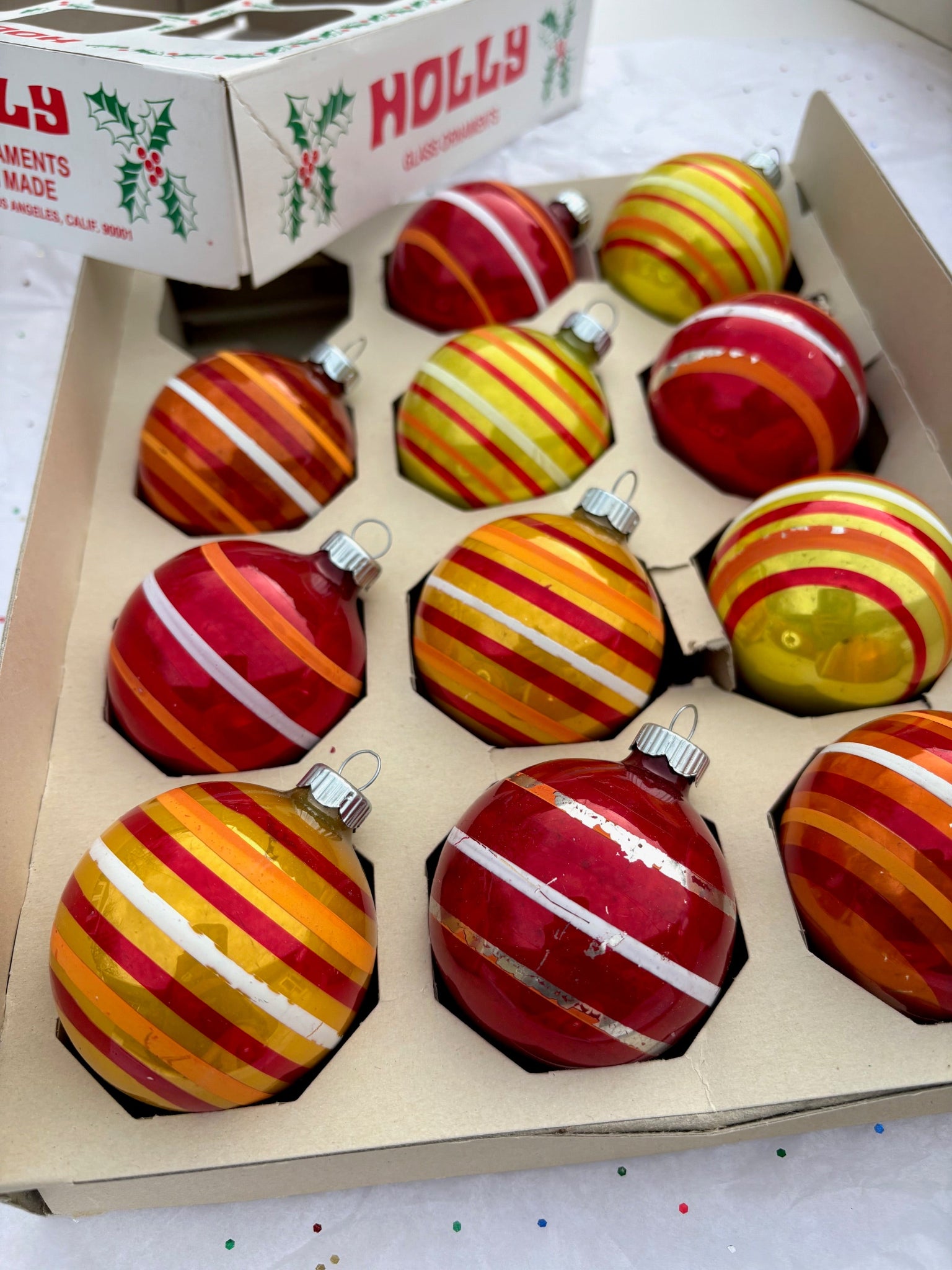 Striped Glass Ball Ornaments