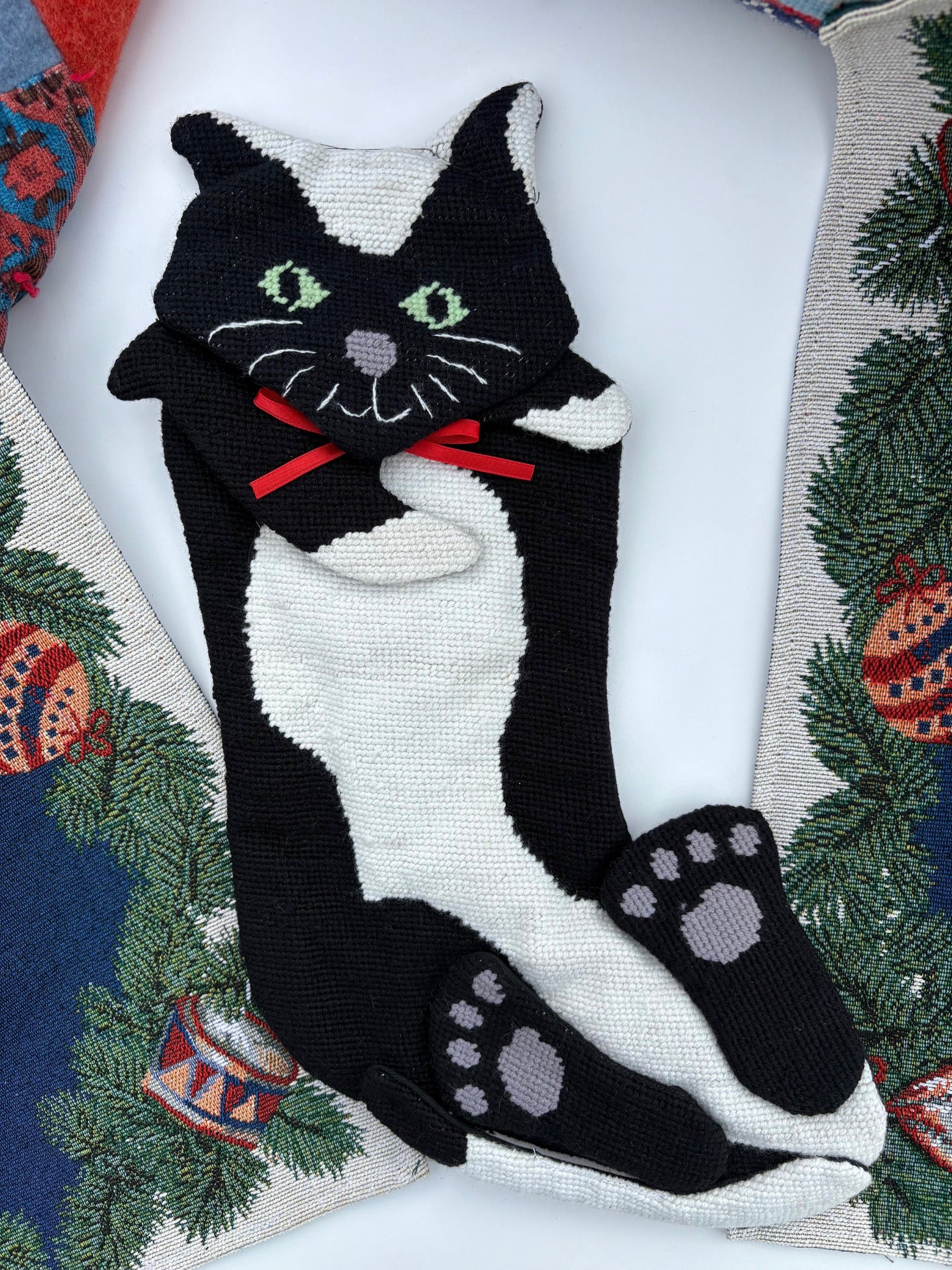 Cat Needlepoint Stocking