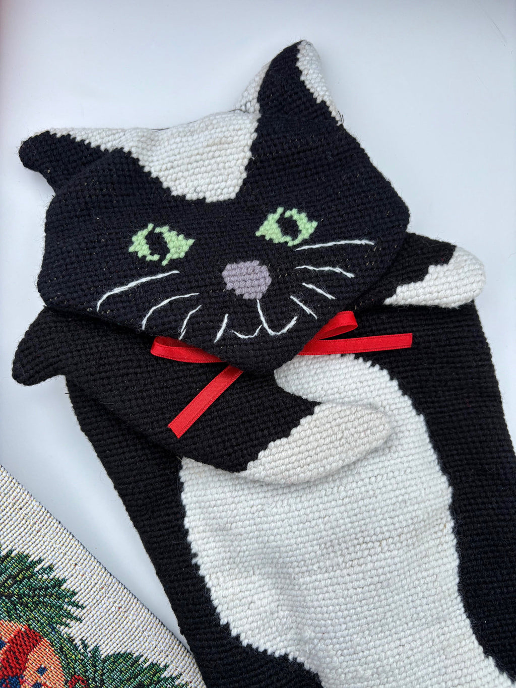 Cat Needlepoint Stocking