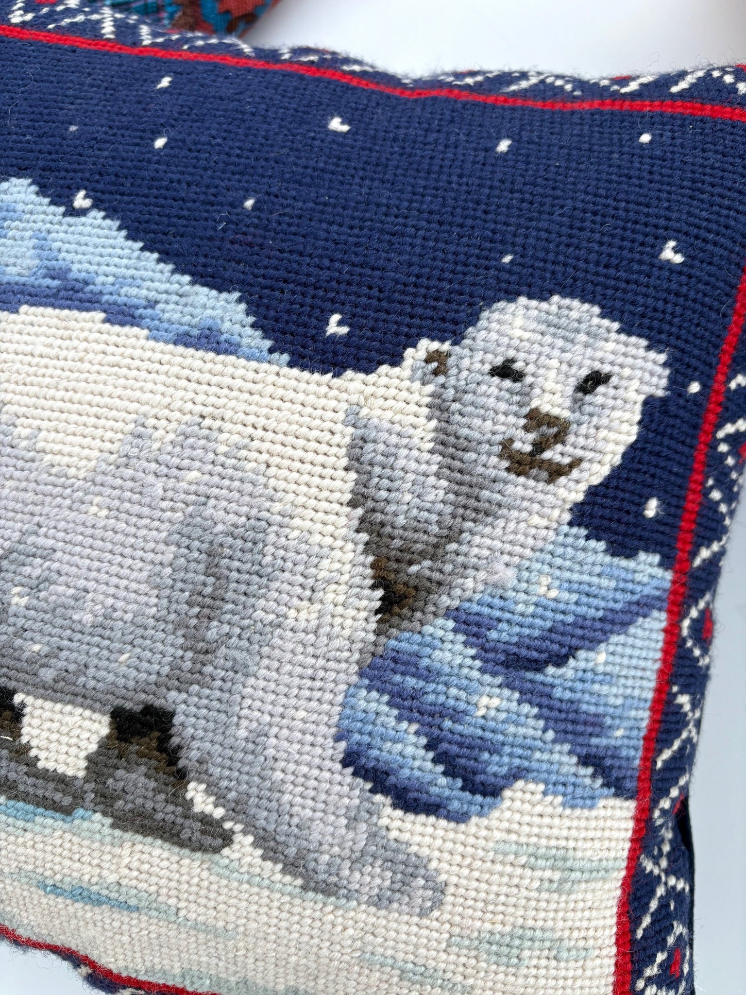Polar Bear Needlepoint Pillow