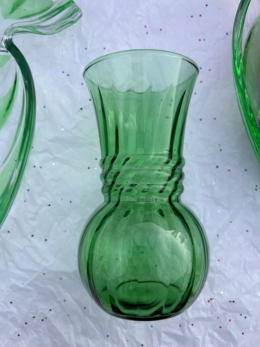 Green Glass Vase with Rope Detail