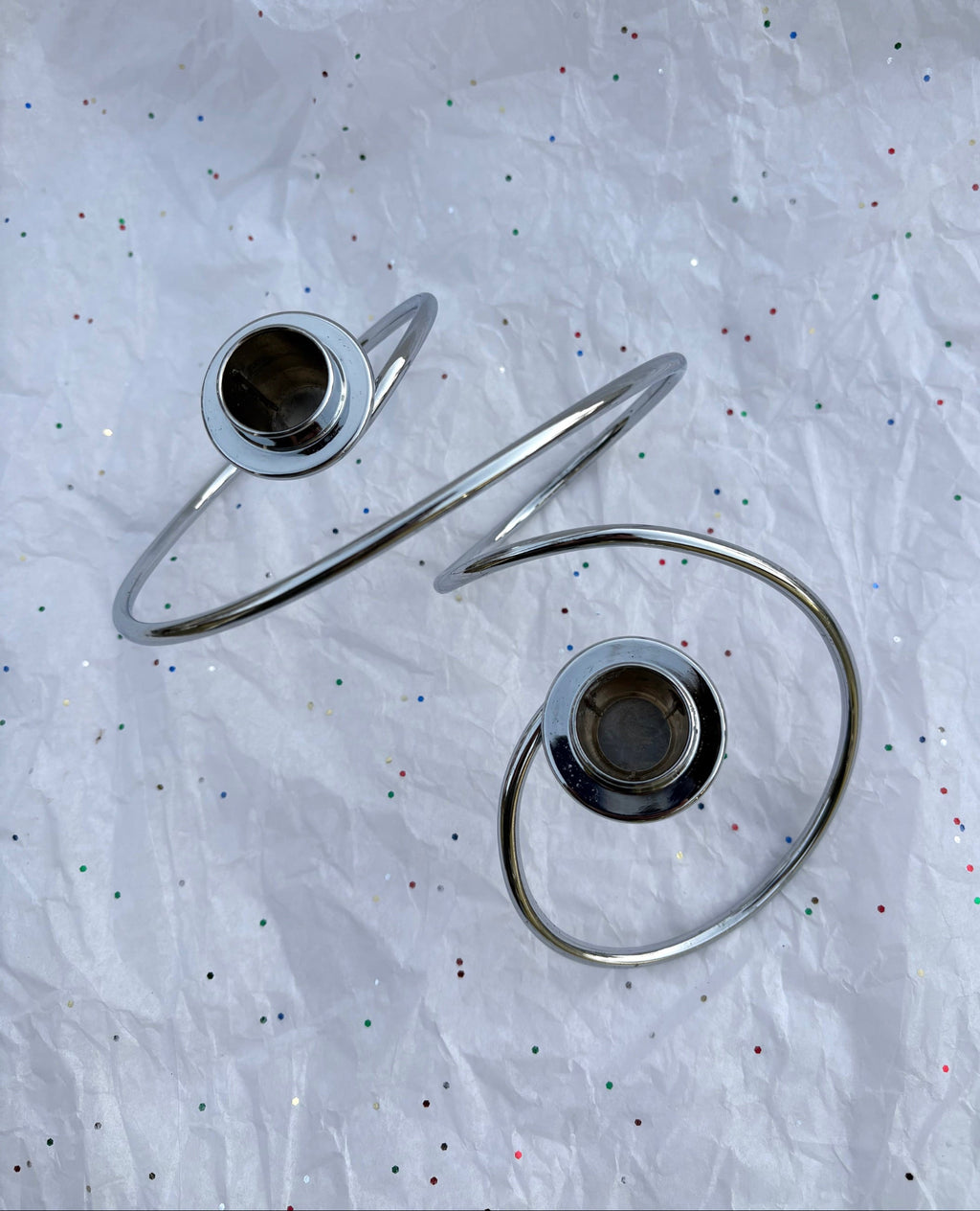 Chrome Looped Candle Holder