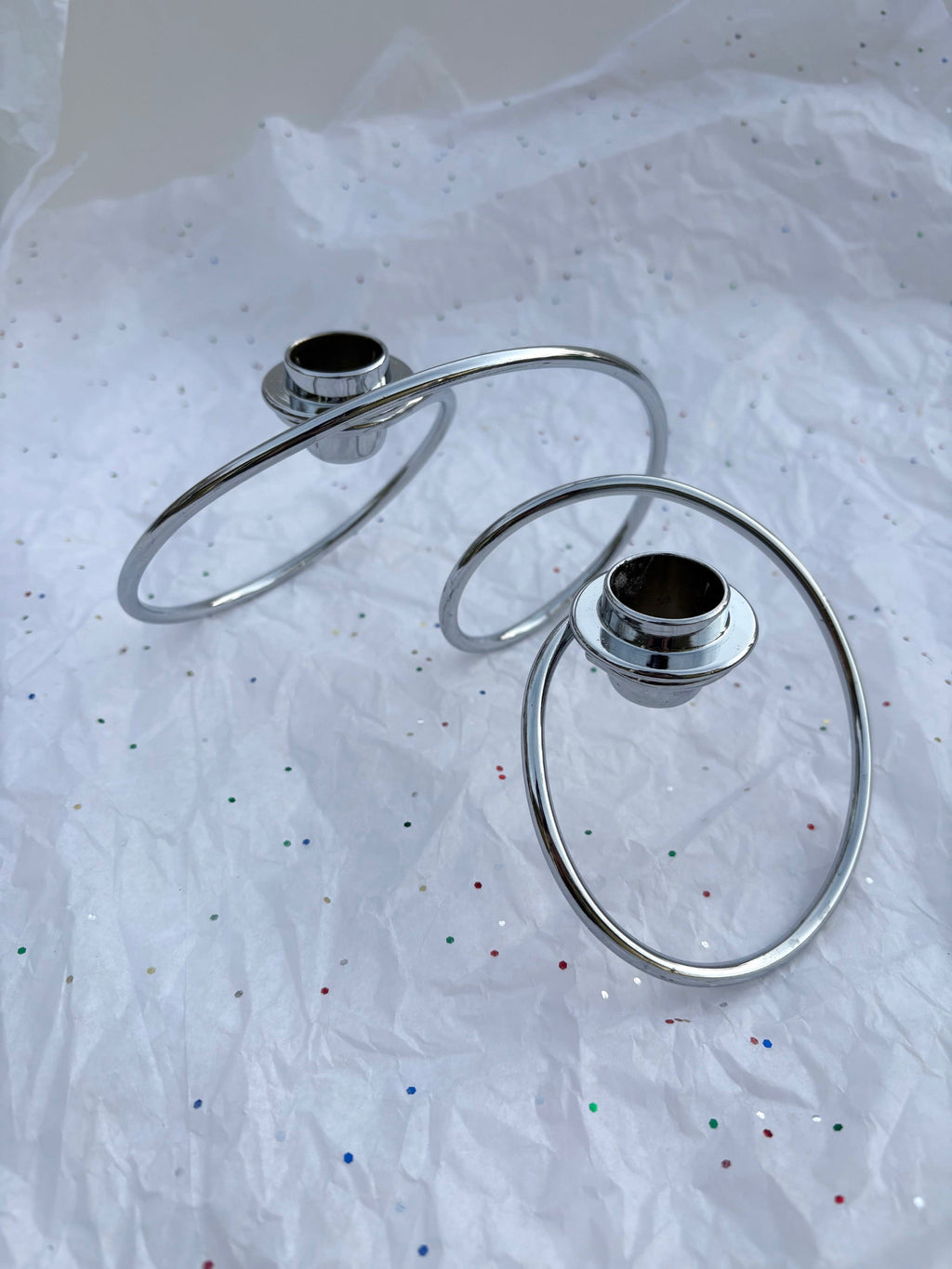 Chrome Looped Candle Holder