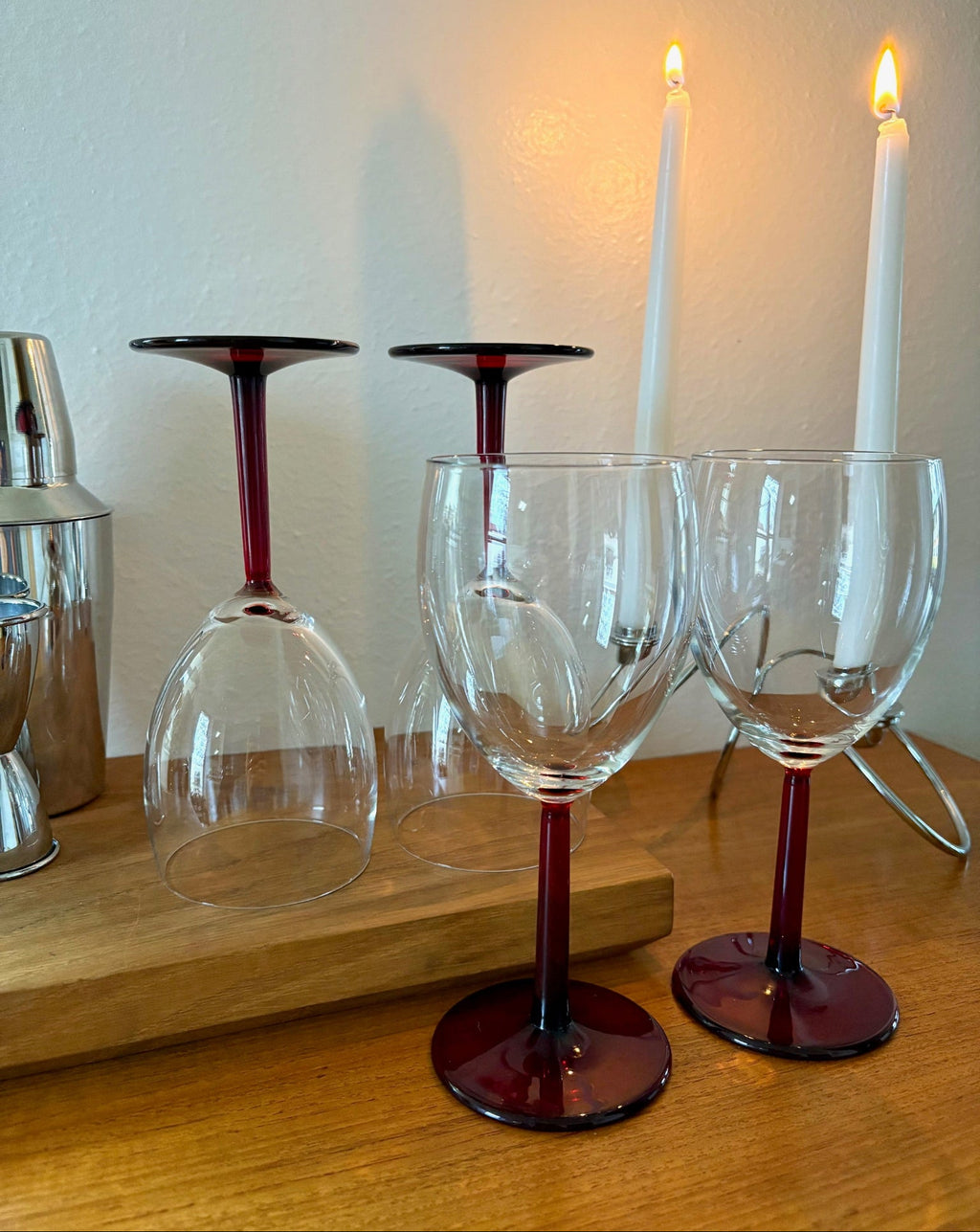 Red Stem Wine Glasses