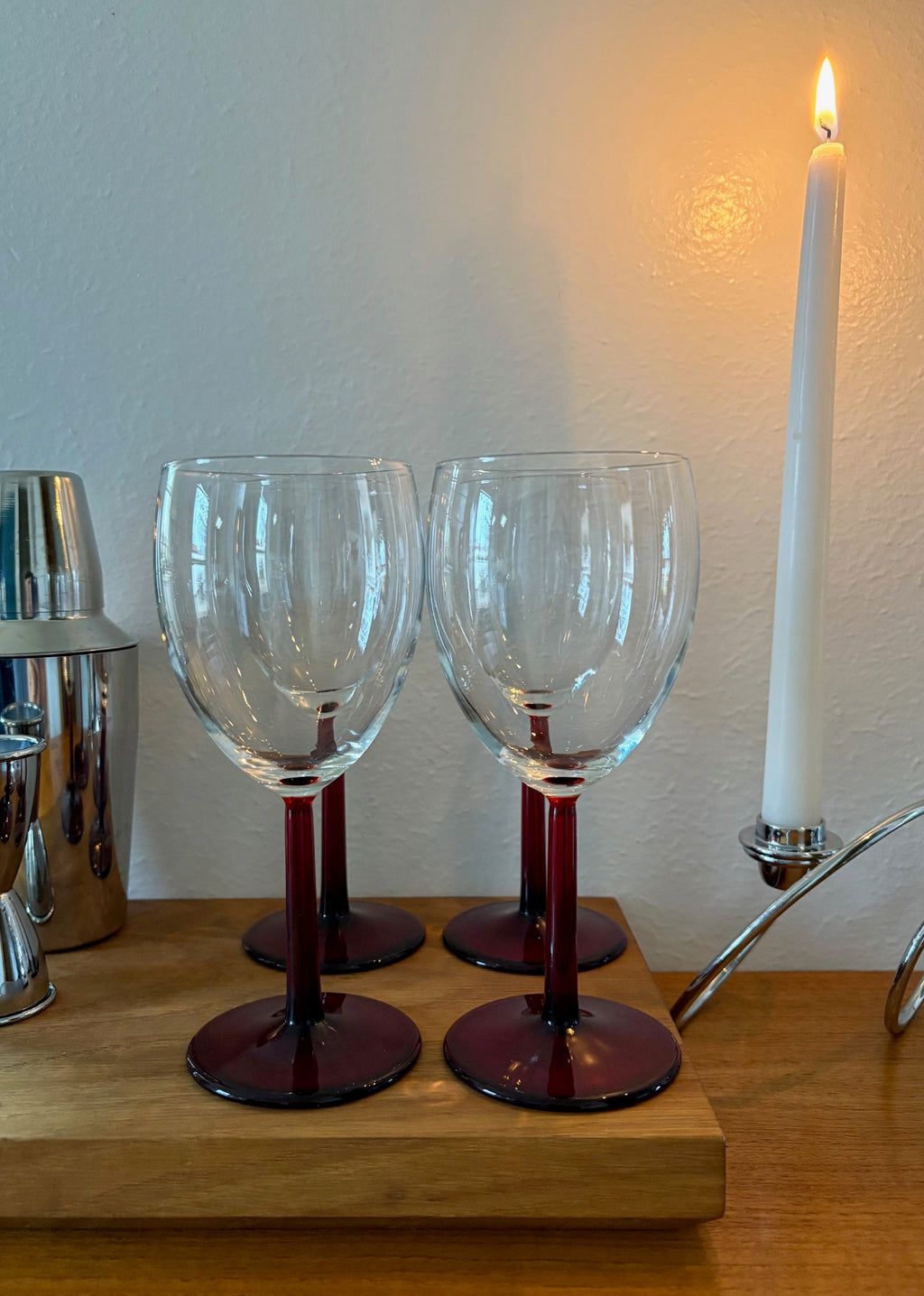 Red Stem Wine Glasses