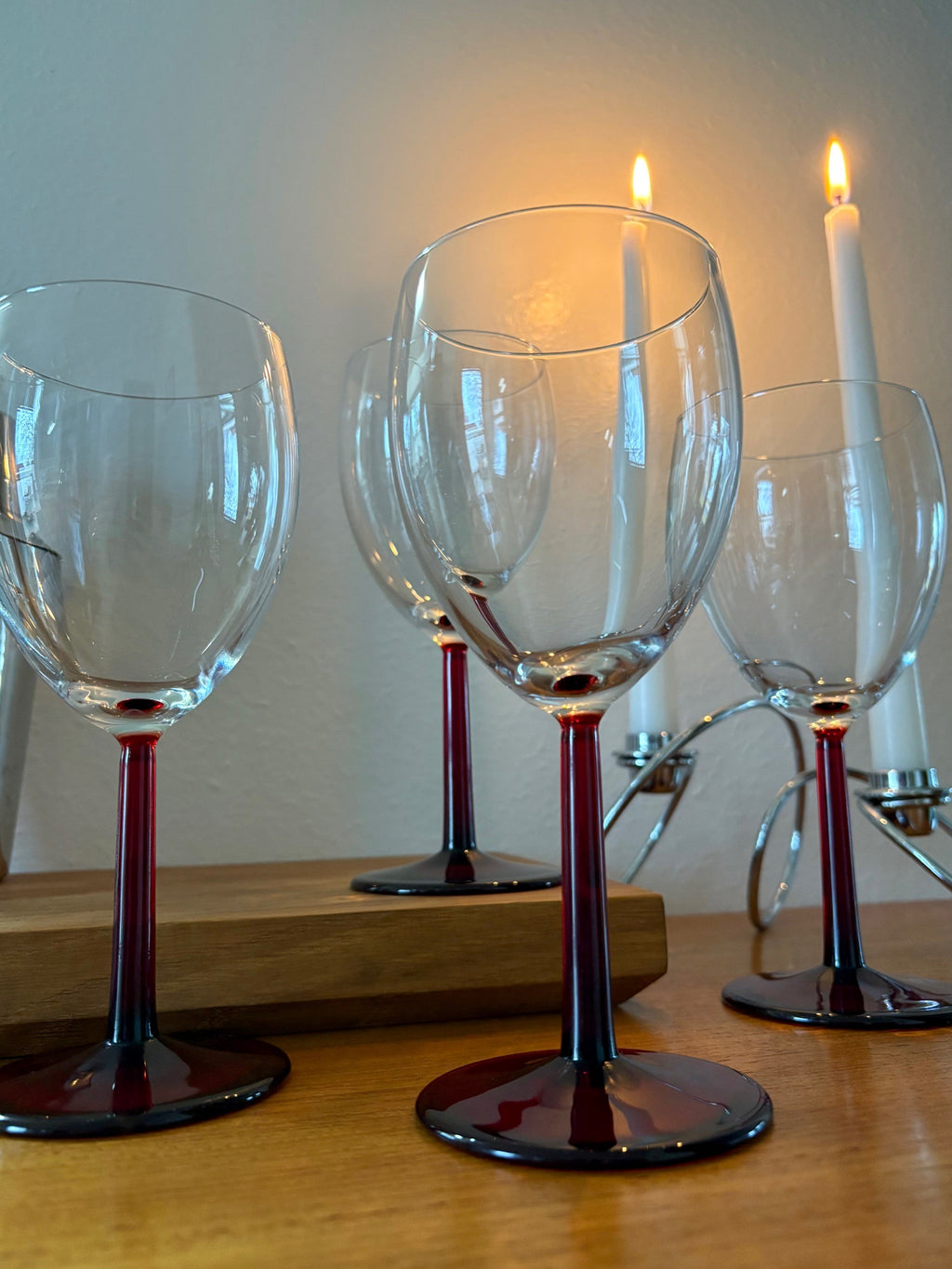 Red Stem Wine Glasses